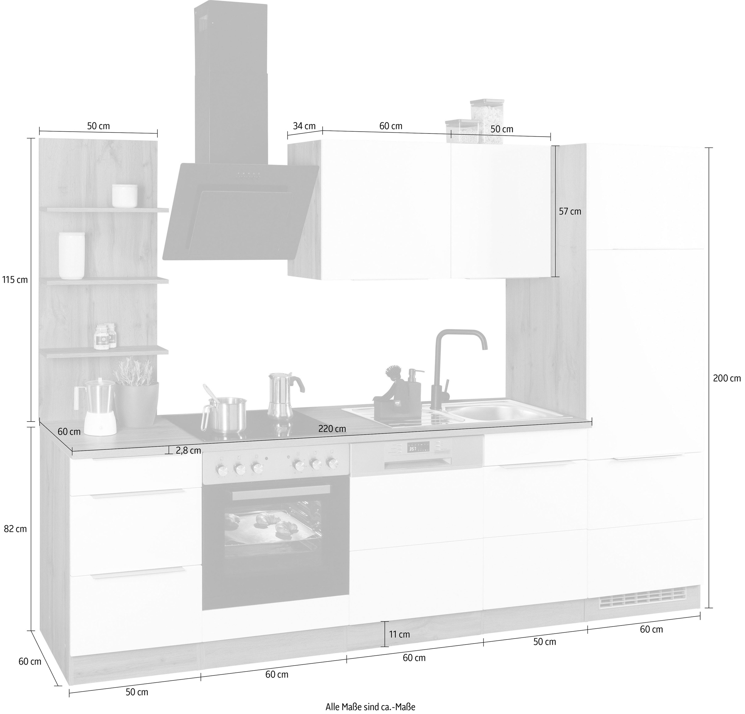 HELD MÖBEL Küchenzeile »Brindisi«, mit online 280 E-Geräten, Breite bestellen cm