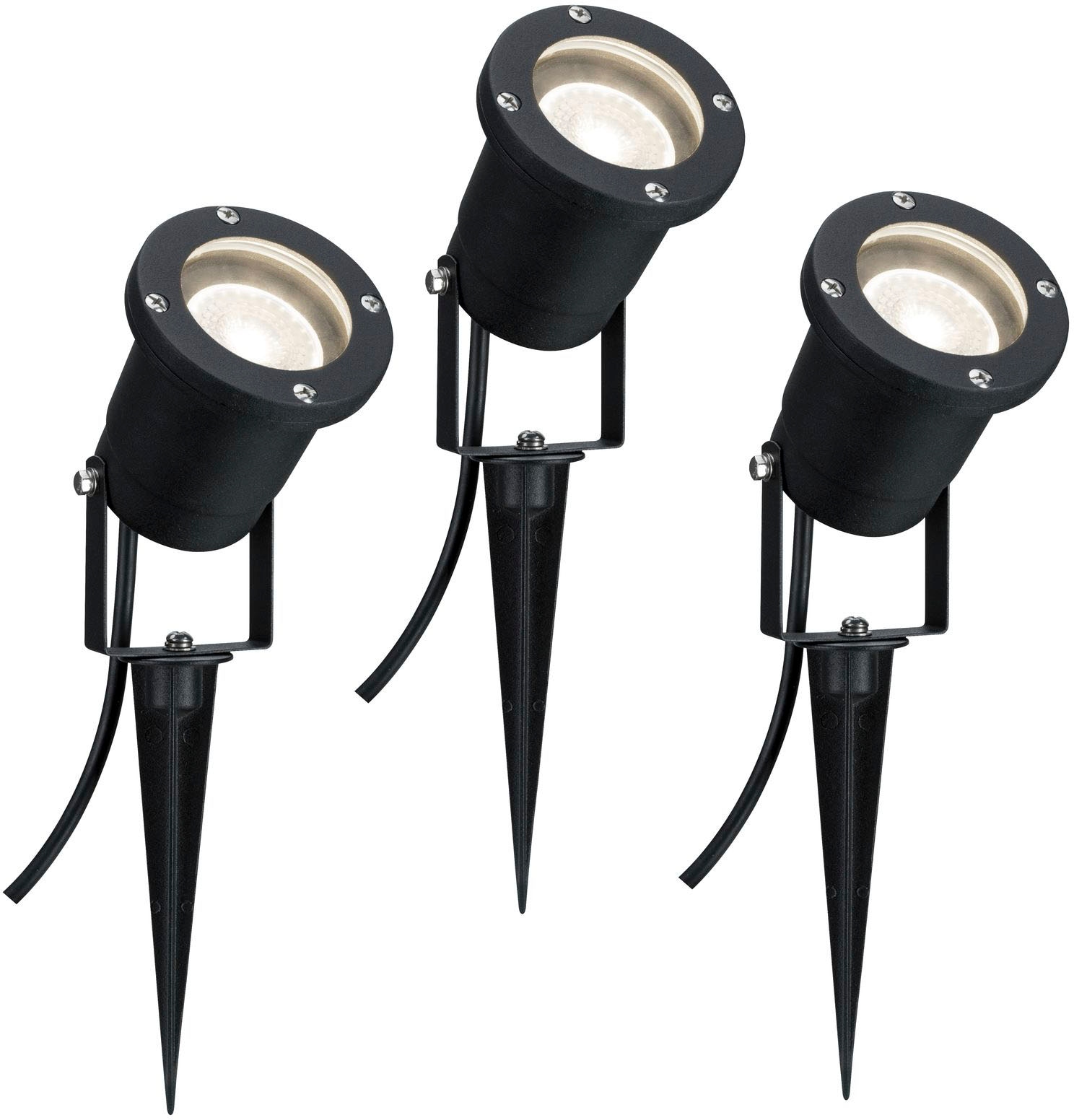 Paulmann LED Gartenstrahler »Outdoor 230V Spotlight IP65 GU10 3x3,5W 230V 3000K Schwarz Aluminium«, 3 flammig-flammig, GU10, IP65