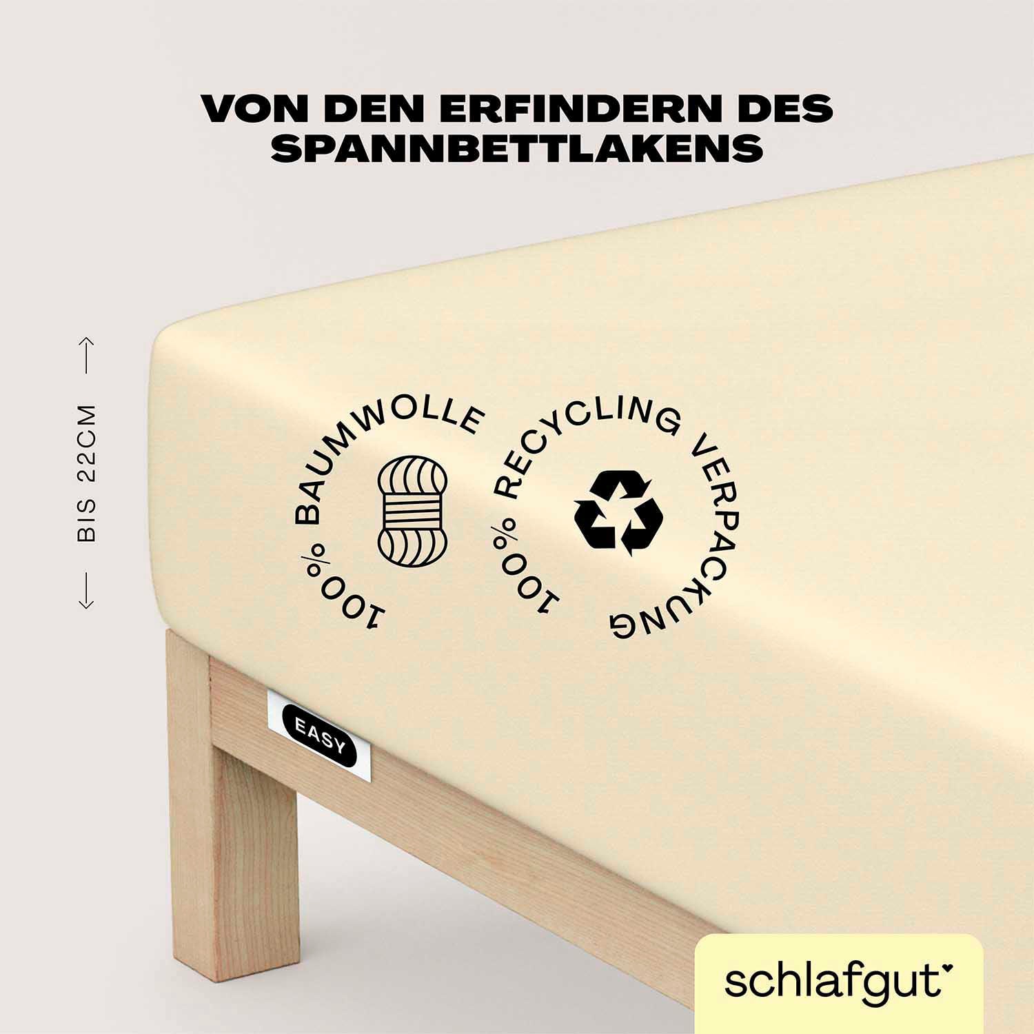 Schlafgut Spannbettlaken »EASY aus 100% Baumwolle, weich & saugfähig, Marken-Bettlaken«, für Matratzen bis 22 cm Höhe, in 90x200, 140x200 oder 180x200 cm