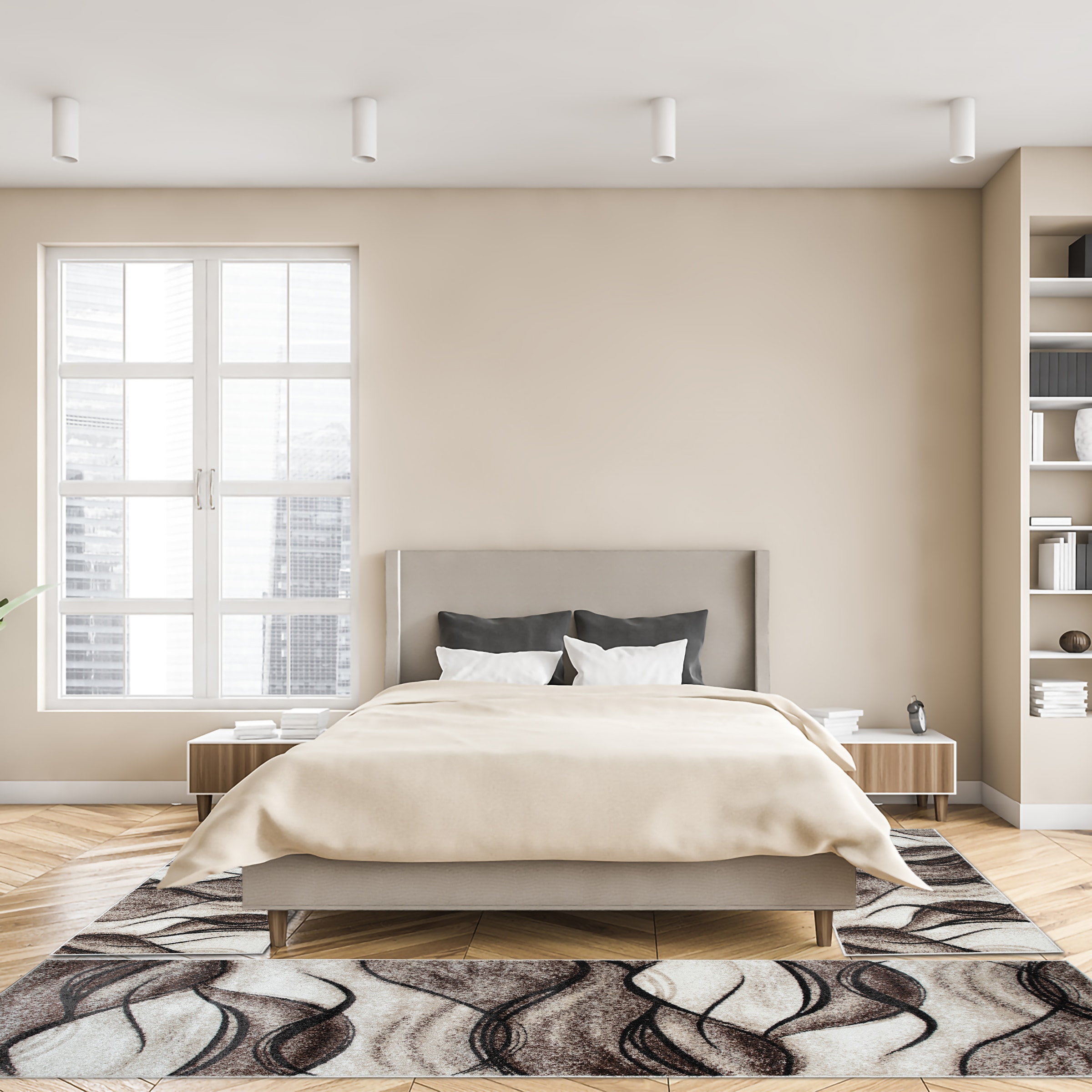 my home Bettumrandung »Tritom«, (3 tlg.), mit besonders weichem Flor, Kurzflor, modernes Wellen Muster