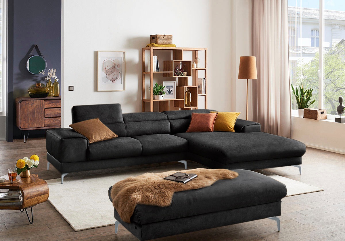 W.SCHILLIG Polsterhocker »piedroo, Designsofa mit tollem Sitzkomfort, bequem, L-Form«, Füße in Silber matt