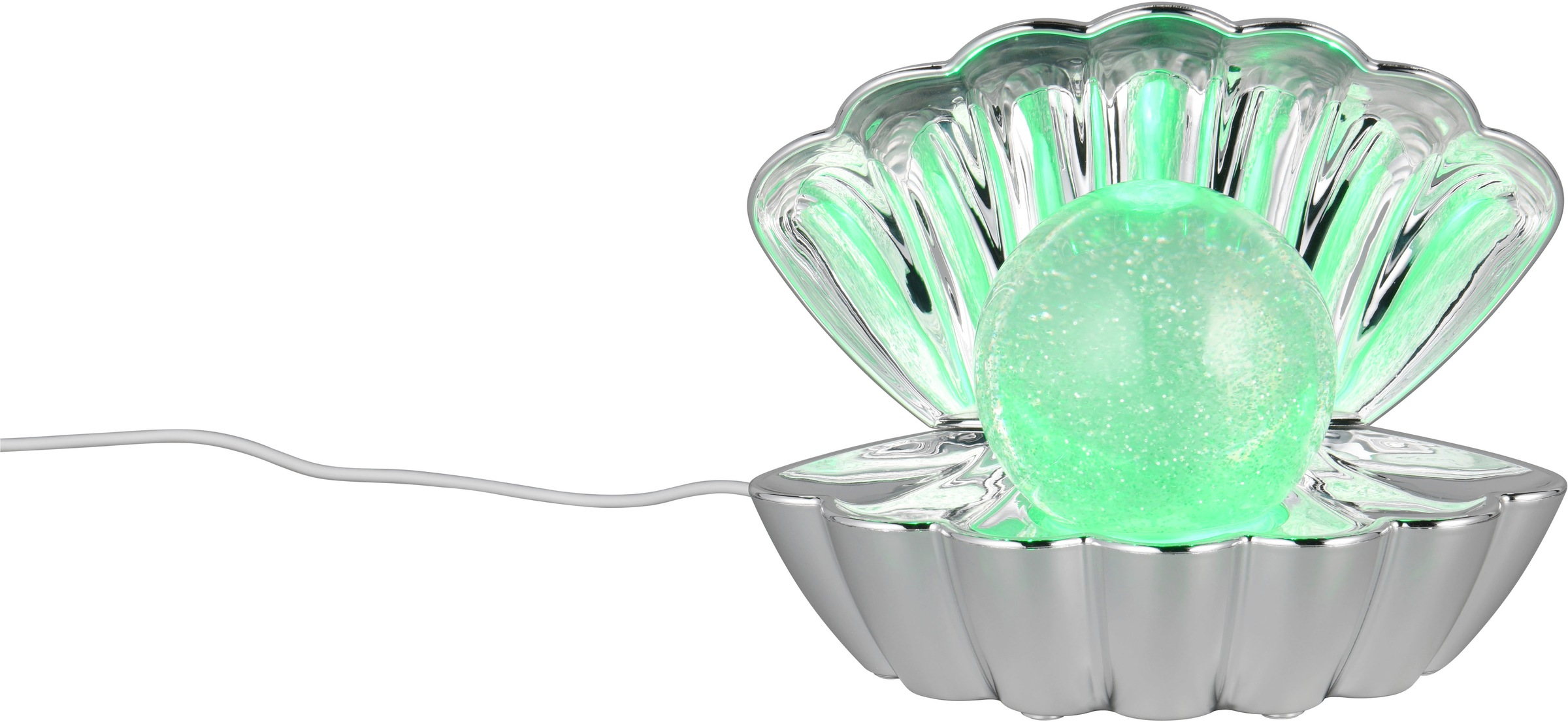 REALITY Leuchten LED Tischleuchte »SHELLY, Deko Tischlampe in Muschelform mit RGB Farbwechsel, 0,8W 15Lm« LED-Board 1 Stk. RGB Muschel Tischlampe mit Glitzerkugel und Farbwechsel inkl USB-Ladekabel