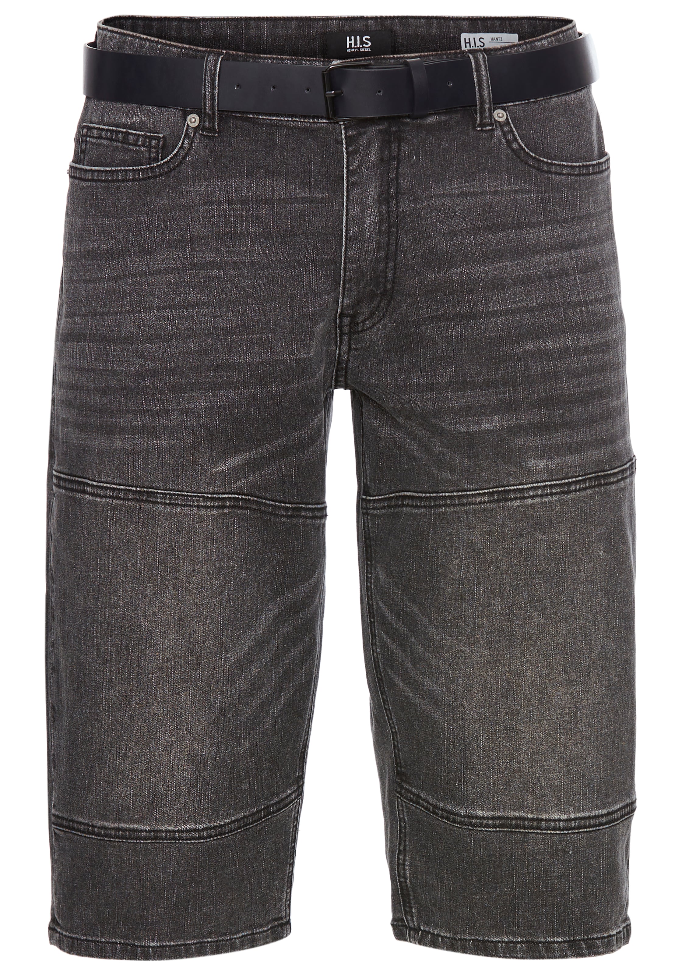 H.I.S Jeansbermudas »HANTZ«, (Set, 2 tlg., mit abnehmbarem Gürtel), gerader Beinschnitt, Used-Look mit Abriebeffekten