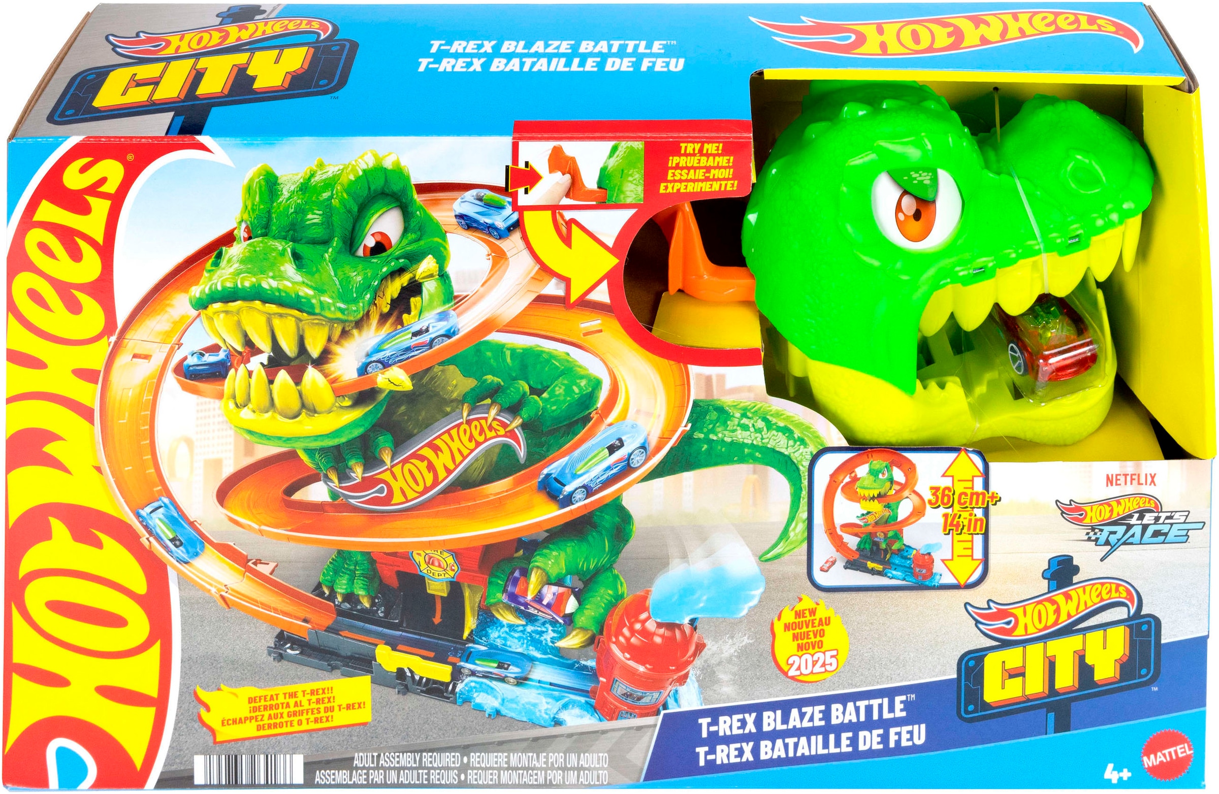 Hot Wheels Autorennbahn »Hot Wheels City T-Rex-Feuerschlacht«