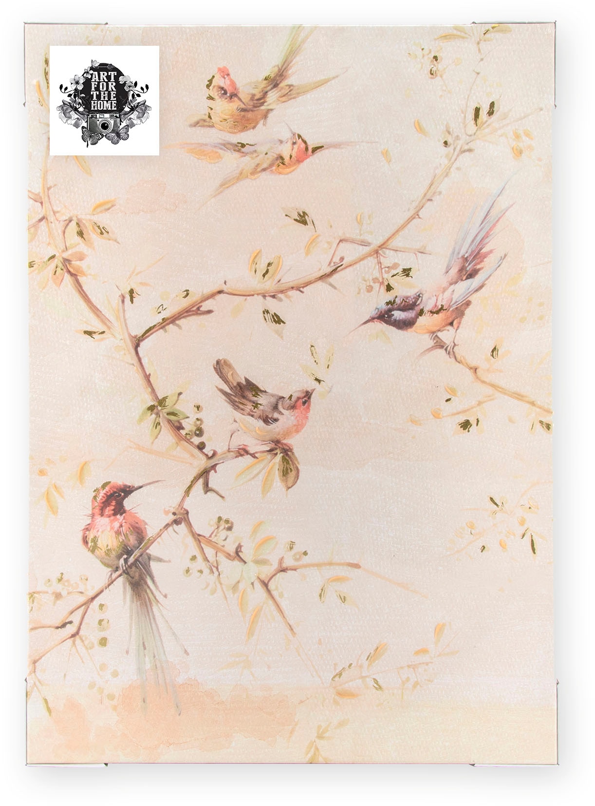 Art for the home Leinwandbild »Vogel« 1 Stk. tlg. Handgemalt Wandbild Gold Metallic 50x70cm