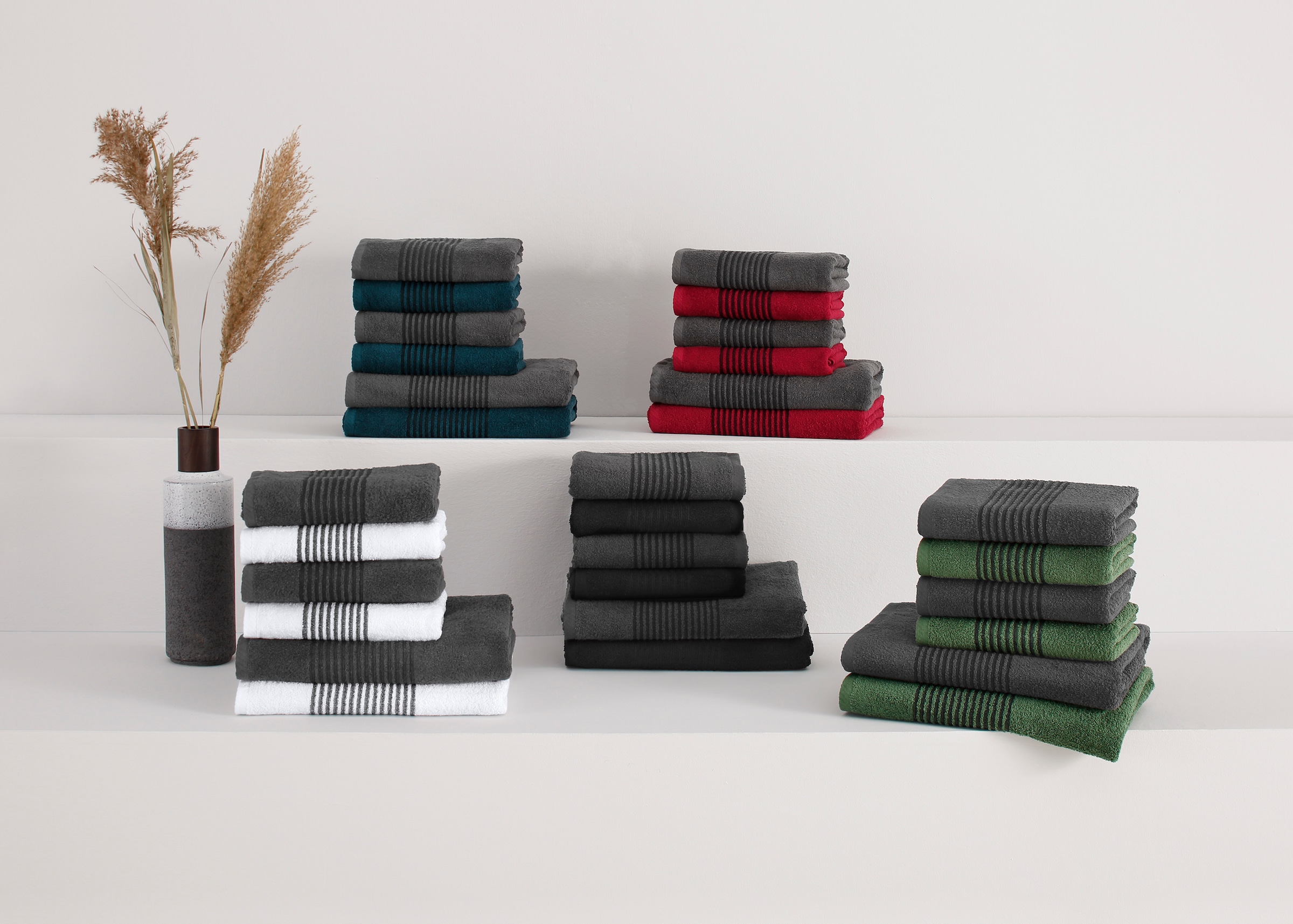 Bruno Banani Handtuch Set »Jassen«, Set, 6 tlg., Walkfrottee, mit  gestreifter Bordüre, 6 teiliges Handtücher Set aus 100% Baumwolle online  kaufen