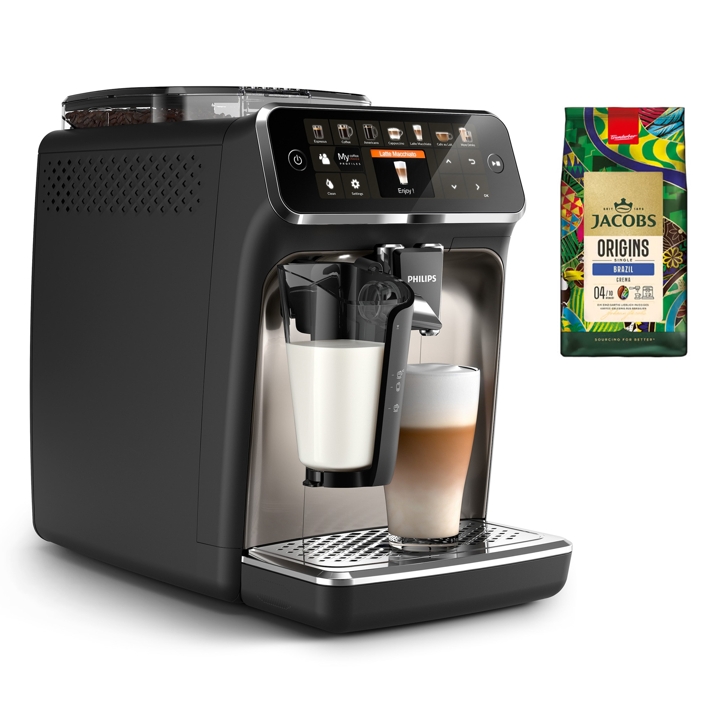 Philips Kaffeevollautomat »EP5447/90 5400 Series, 12 Kaffeespezialitäten« LatteGo Milchsystem und 4 Benutzerprofilen