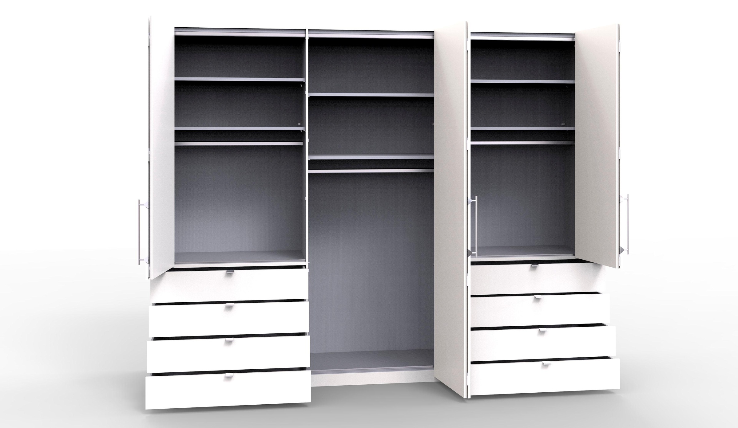 WIEMANN Falttürenschrank »Loft, Kleiderschrank, Schrank, Wäscheschrank, mit Glasfront«, (3 Breiten, 2 Höhen 216/236 cm auswählbar, MADE IN GERMANY), inkl. gepämpften Schubkästen und Türen, mit Panoramaöffnung