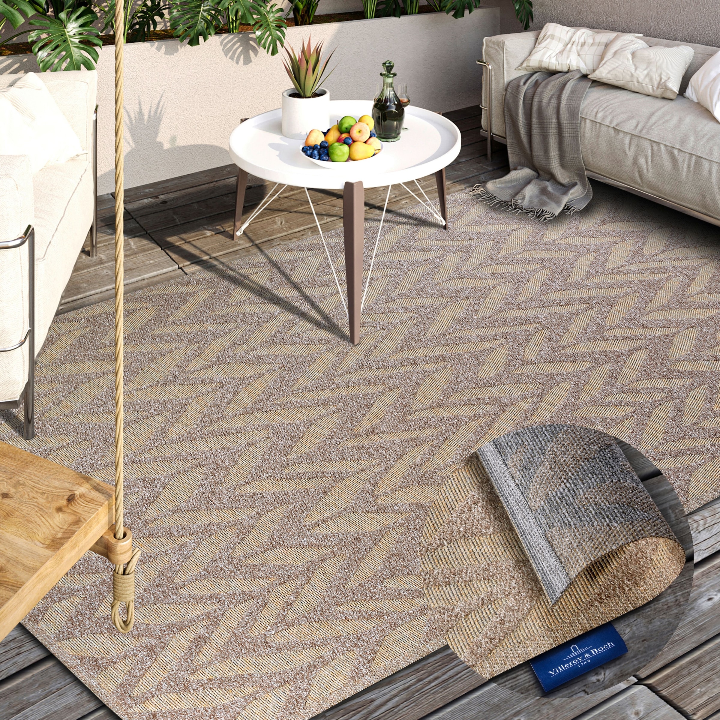 Villeroy & Boch Outdoorteppich »Georgette«, rechteckig, 4 mm Höhe, In-& Outdoor, Flachgewebe, wetterfest, Terrasse, Balkon, modern, Trend