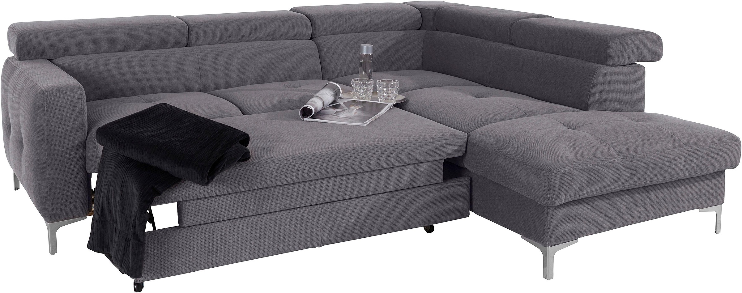 COTTA Ecksofa »Sammy L-Form«, mit Kopfteilverstellung, wahlweise mit Bettfunktion & Bettkasten