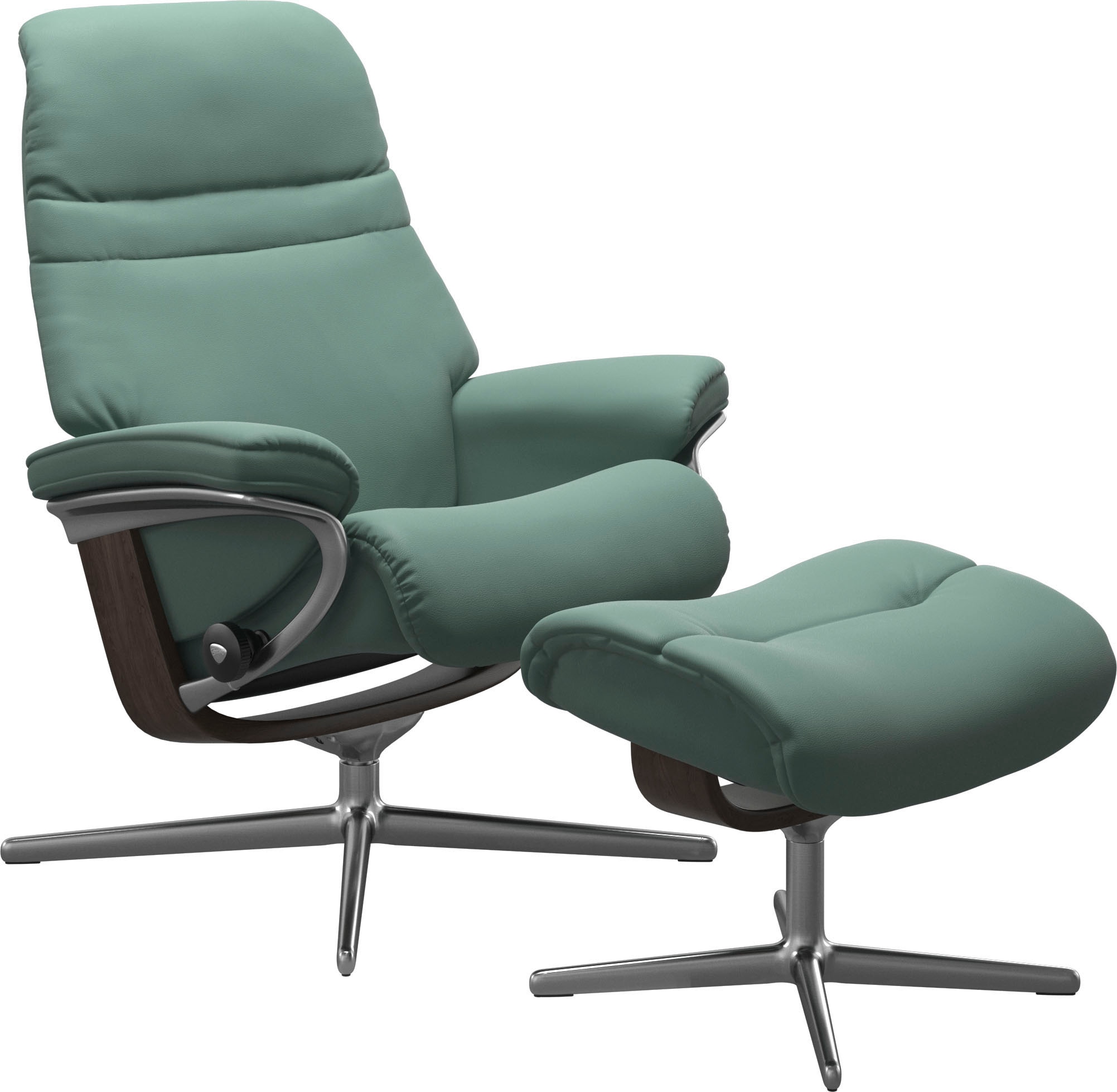 Stressless® Relaxsessel »Sunrise« Set, Relaxsessel mit Hocker,  mit Hocker, mit Cross Base, Größe S, M & L, Holzakzent Wenge