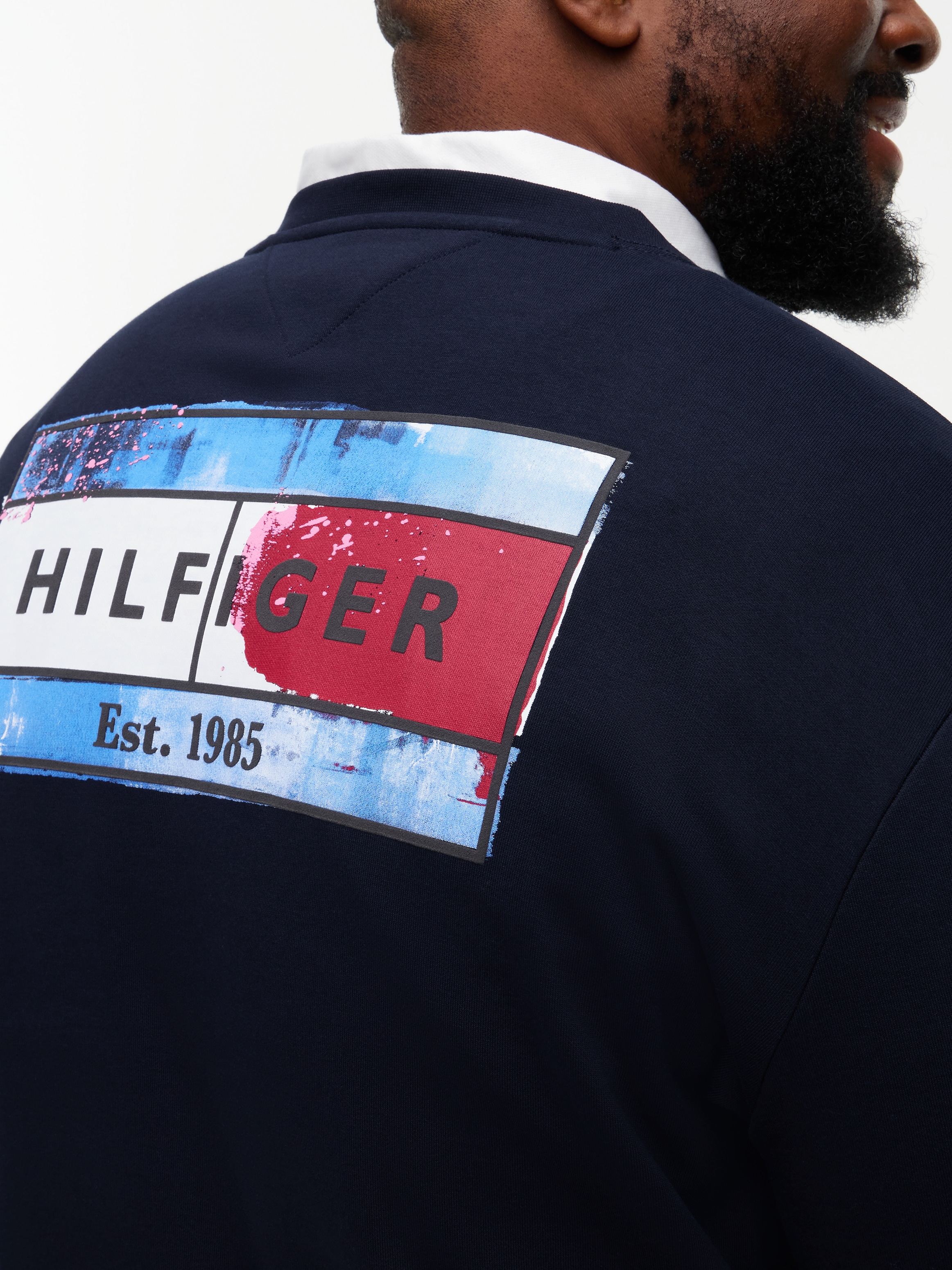 Tommy Hilfiger Big & Tall Sweatshirt »BT-BACK FLAG REGULAR FLEECE CREW-NECK«, Große Größen, Rundhals, großer Rückenprint
