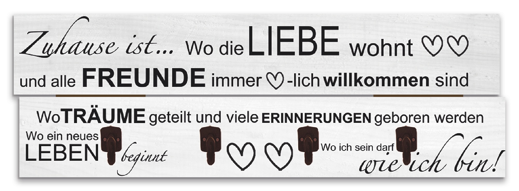 Artland Garderobenleiste »Wo die Liebe wohnt«, teilmontiert