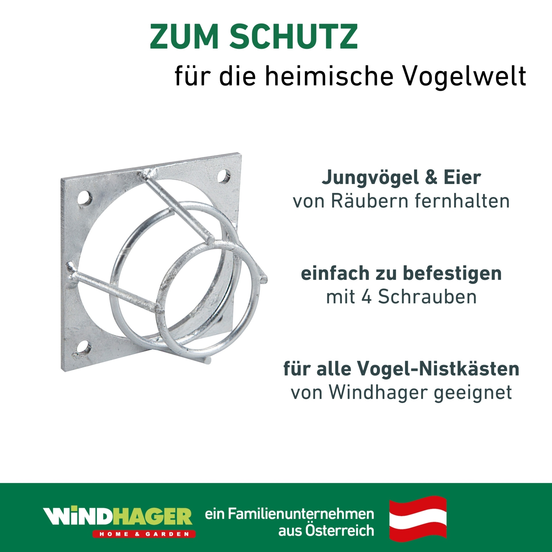 Windhager Vogelhaus »Nistkästen Nesträuberschutz, für alle Vogel-Nistkasten geeignet« aus verzinktem Metall, Einflugloch 35mm, 7x4 cm, Silber