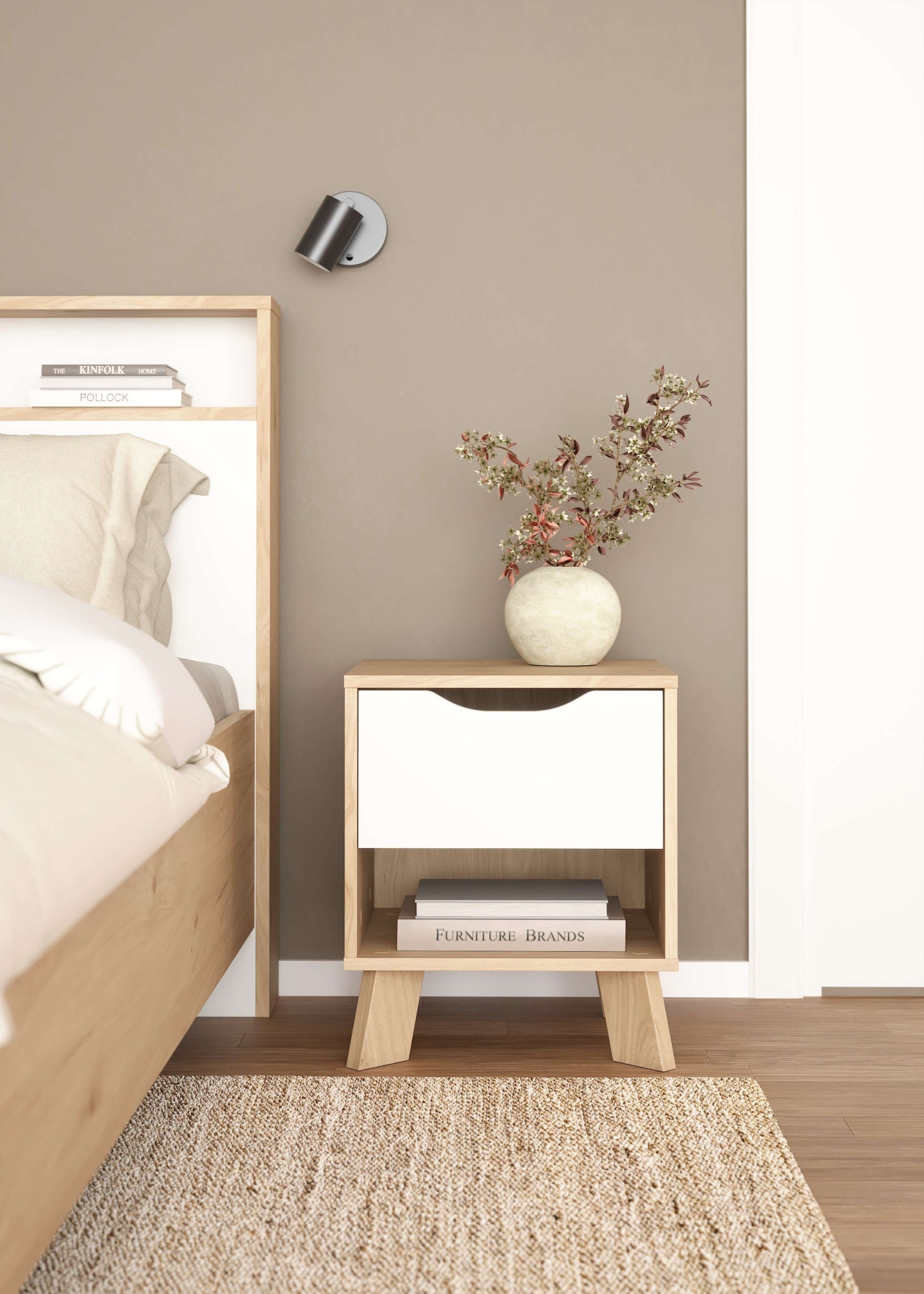andas Nachtkommode »Ikast, Nachttisch, Nachtschrank, Beistelltisch, Abstelltisch«, 1 Schublade, Eingriffsmulden, Breite 40 cm, Höhe 47 cm