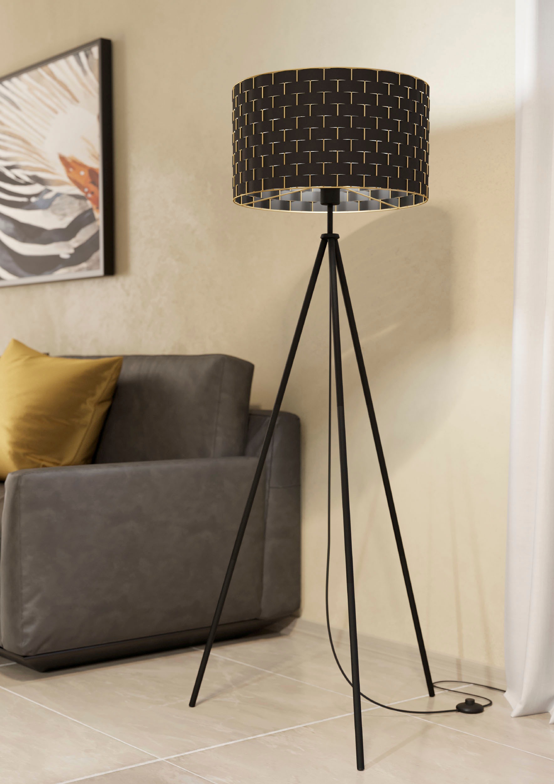 EGLO Stehlampe »MARASALES«, Leuchtmittel E27 | Leuchtmittel wechselbar-ohne Leuchtmittel, Stehleuchte in schwarz aus Stahl - exkl. E27 - 1X40W