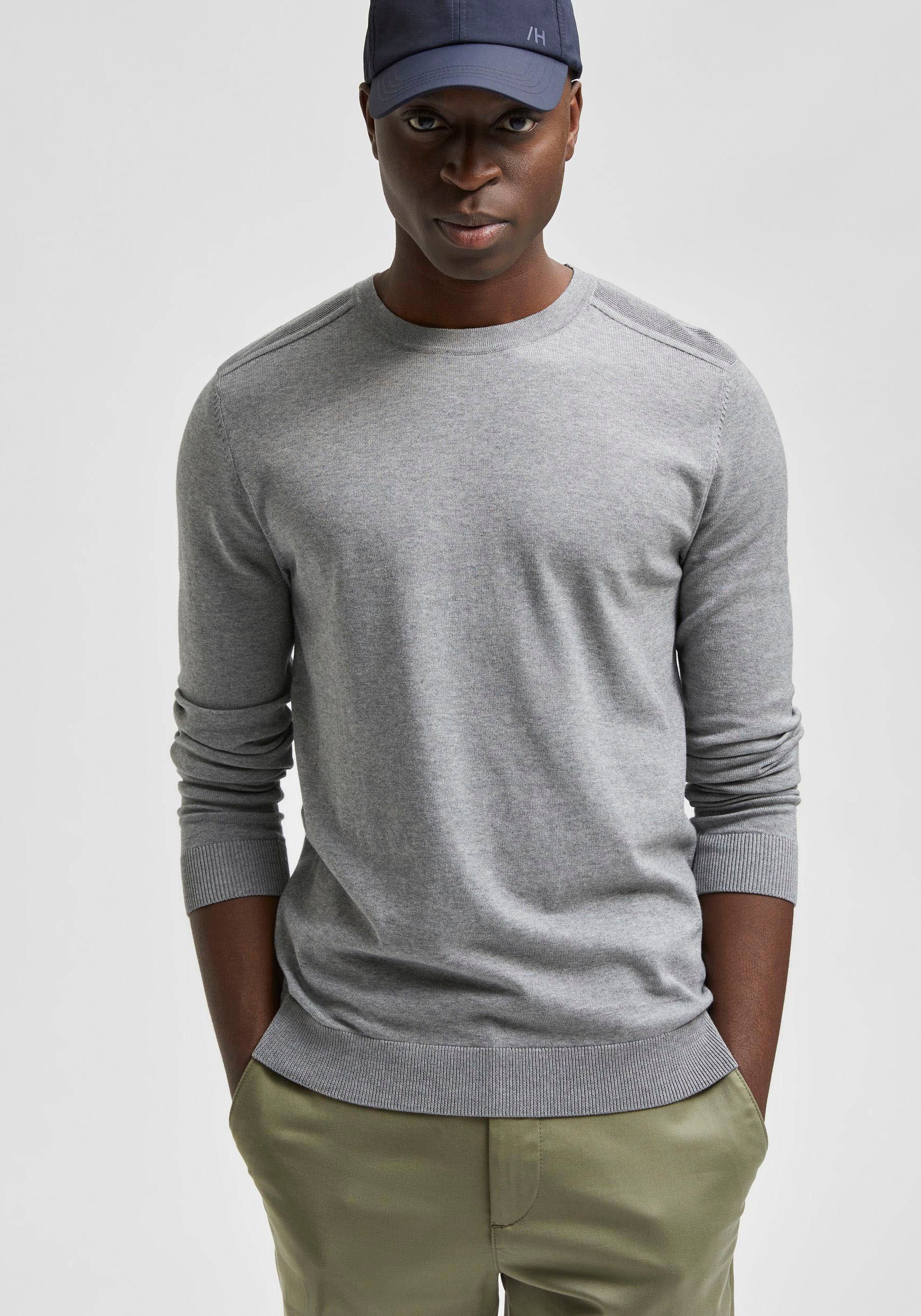 SELECTED HOMME Strickpullover »SLHBERG CREW NECK NOOS«