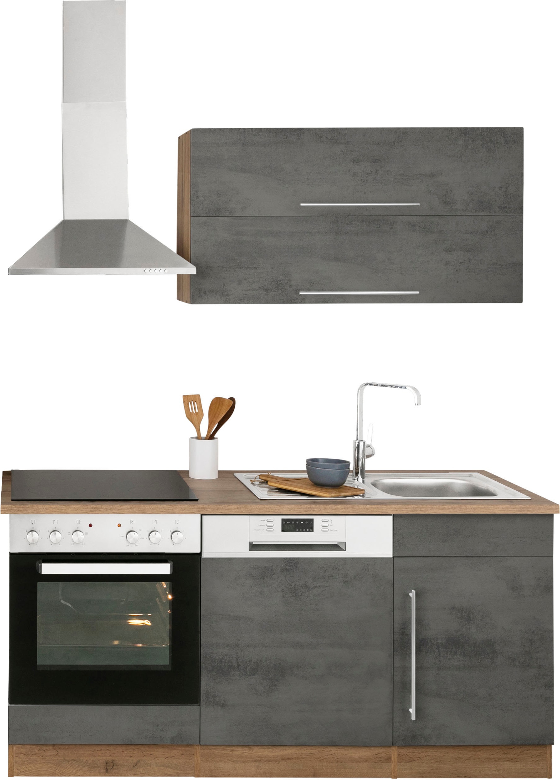 KOCHSTATION Küchenzeile KS-Samos, Breite 170 cm, wahlweise mit E-Geräten, m günstig online kaufen