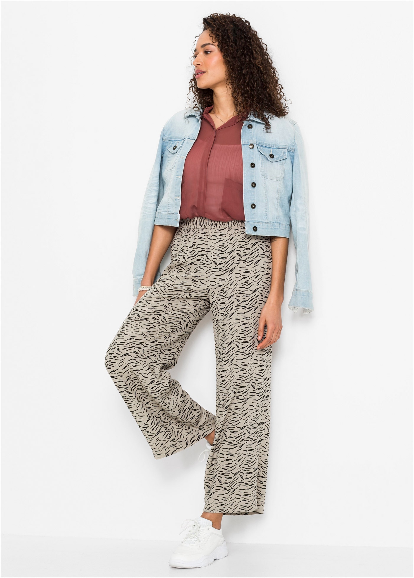 bonprix Palazzohose  aus Viskose, lockere Passform, weiter Bein, casual Stil