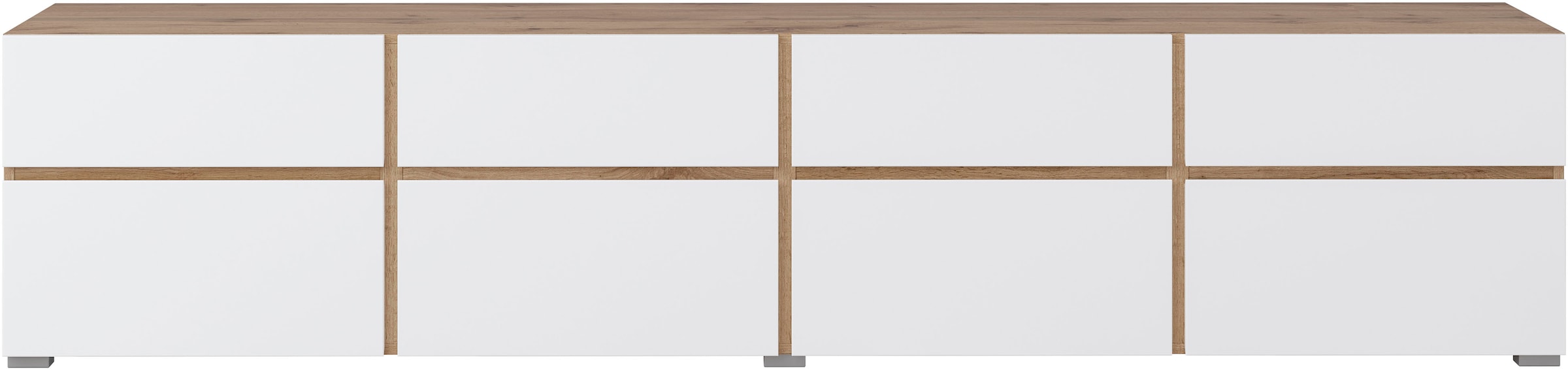 INOSIGN Lowboard »Cross, moderne grifflose TV-Kommode,4 Klappen/4 Schubkästen«, Breite 225 cm, TV-Schrank mit viel Stauraum, TV-Board