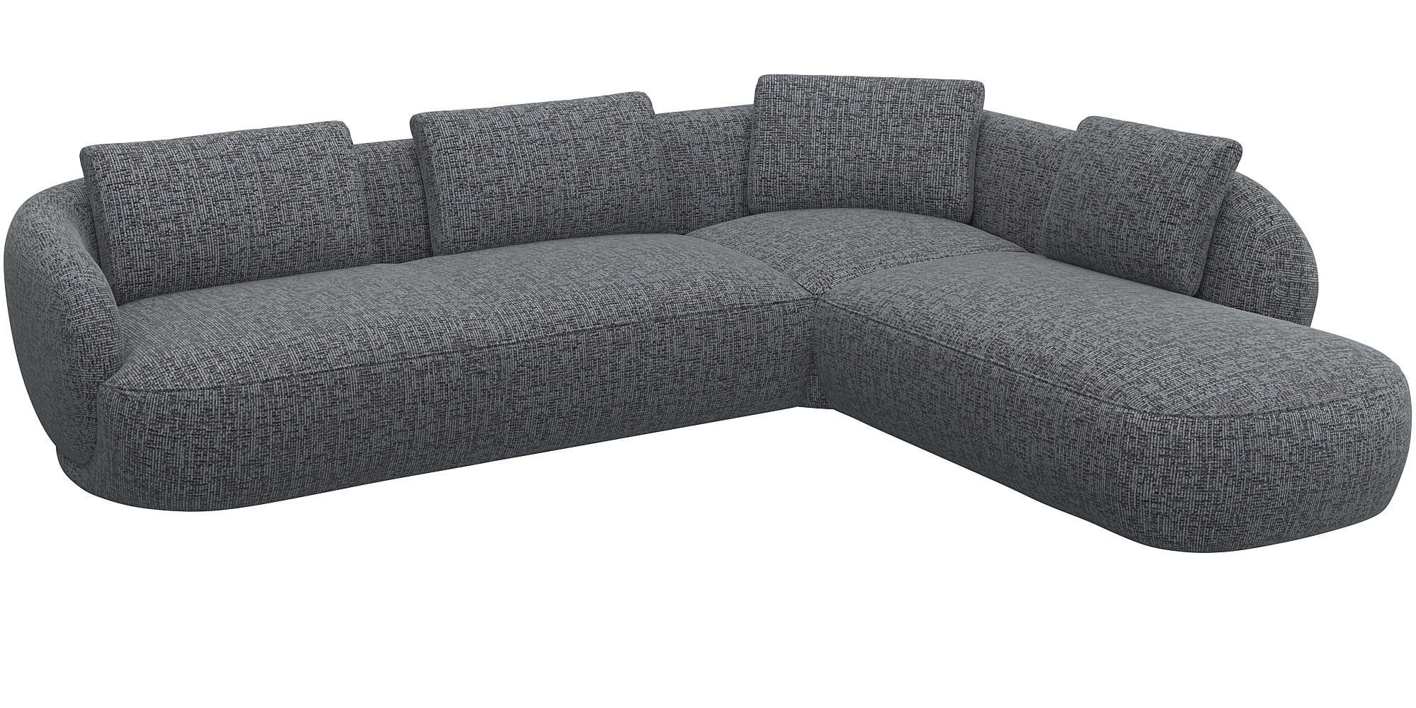 FLEXLUX Ecksofa »Torino, rund, L-Form, Sofa-Ecke mit Ottomane«, Modernes, o günstig online kaufen