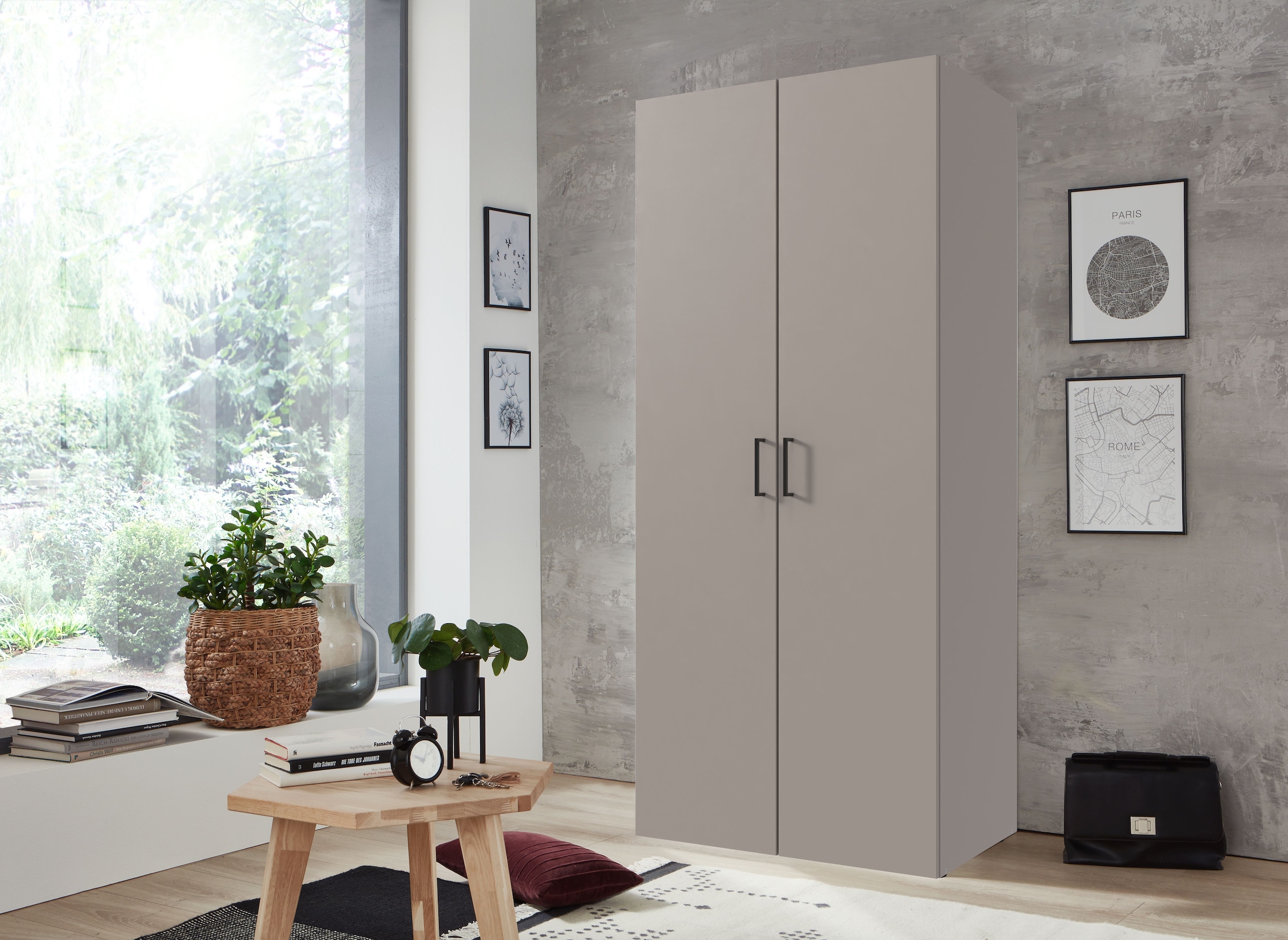 Wimex Kleiderschrank »Mugano,in 8 Breiten,3 Höhen,2 Tiefen, viele Farben, Made in Germany«, (in Basic oder Premium Ausstattung mit 2 weiteren Einlegeböden), mit langen oder kurzen Griffen aus Metall, mit oder ohne Spiegel