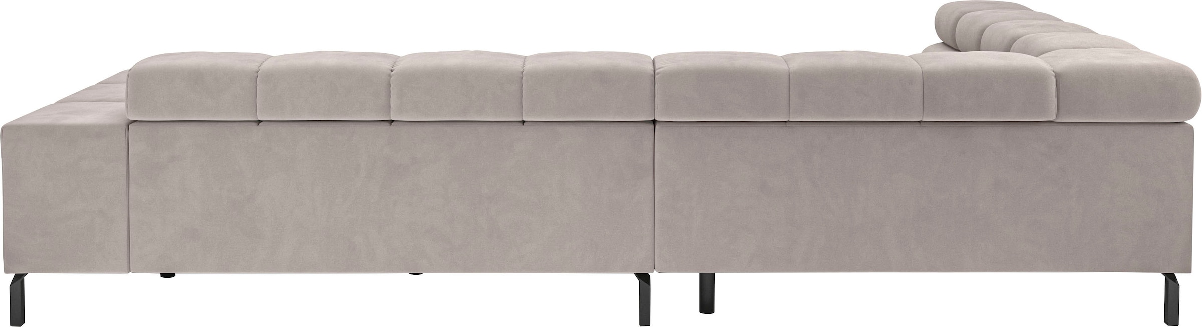 INOSIGN Ecksofa »Ancona New, wahlweise motorische Sitztiefenverstellung, auch in Cord«, feine Steppung, mit Kopfteilverstellung, 3 Zierkissen, L-Form