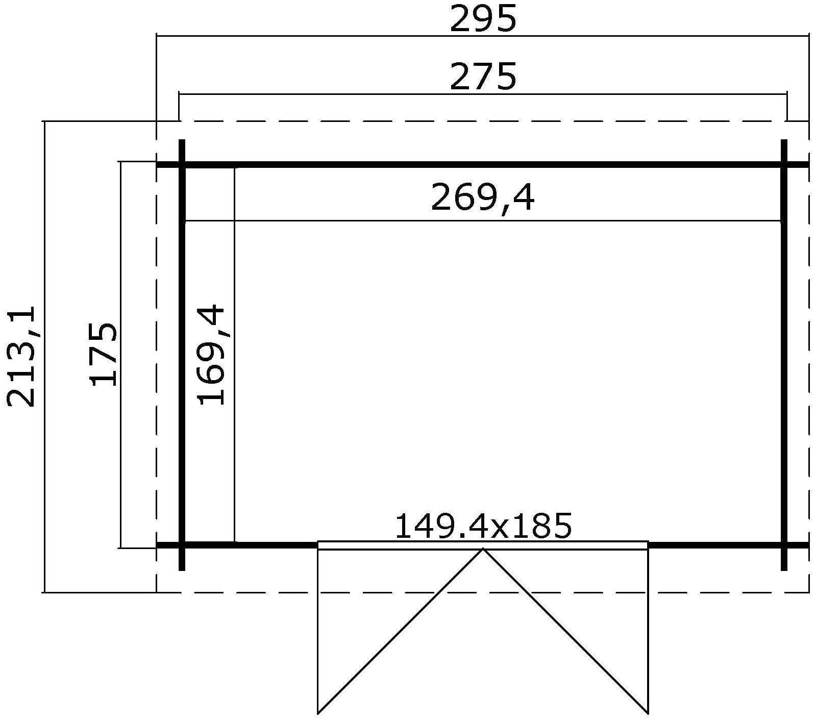 LASITA MAJA Gartenhaus »San Jose 175«, Blochbohlenhaus 28mm, Fundamentmass 2750x1750, Carbongrau