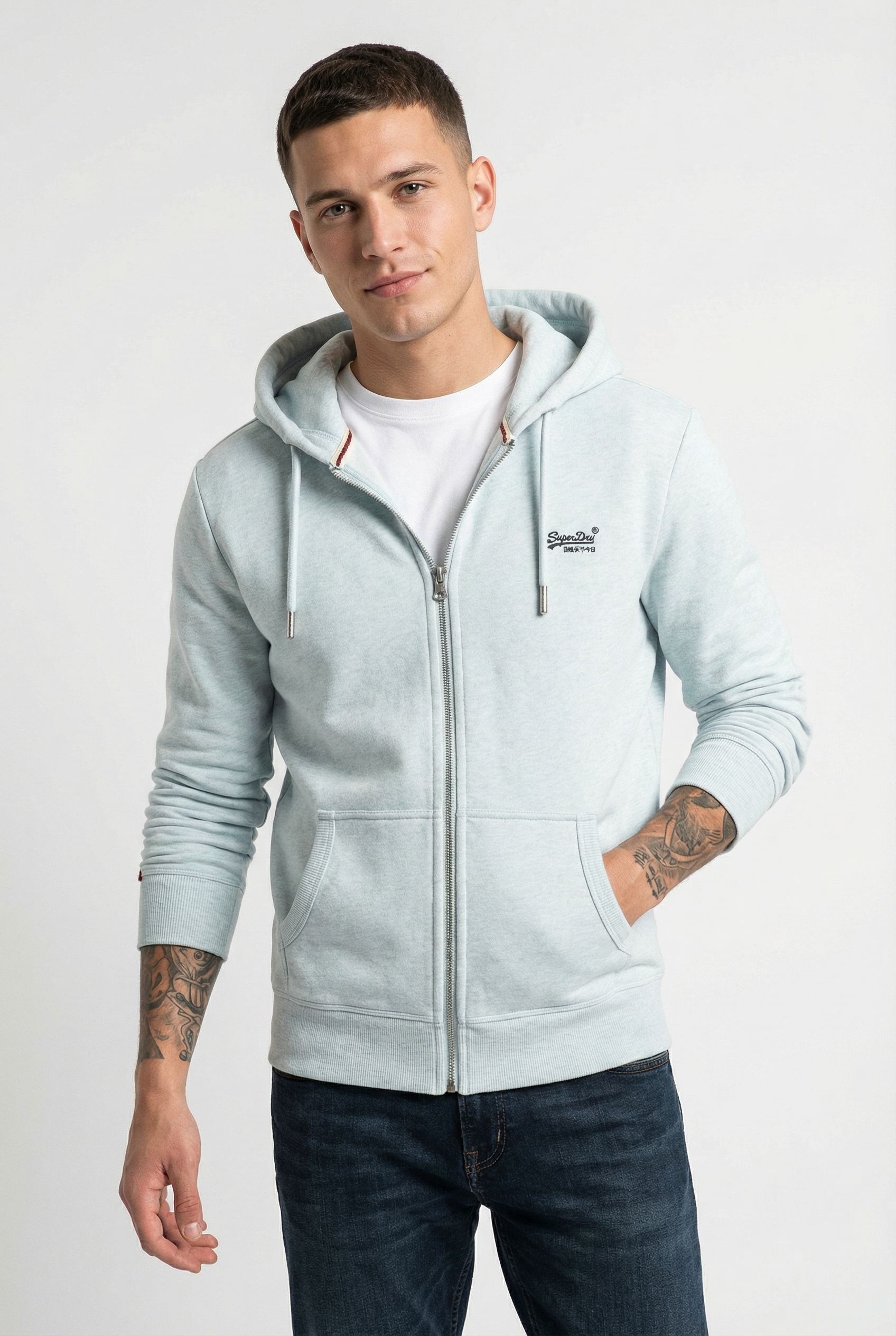 Superdry Kapuzensweatjacke »ESSENTIAL LOGO ZIP HOODIE HB« Baumwollmischung, slim fit