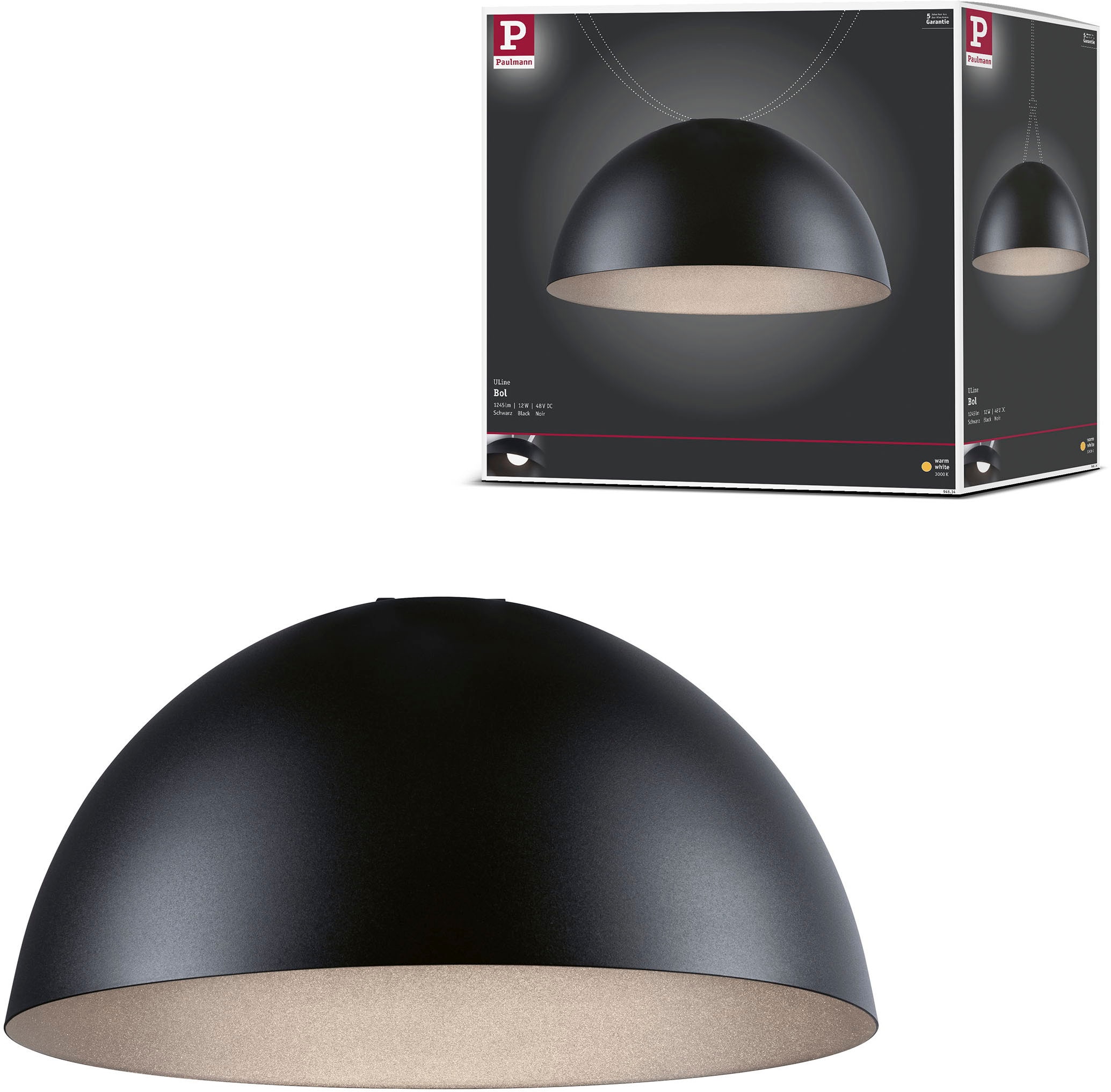 Paulmann Hängeleuchte »ULine Pendelleuchte Bol 300mm 12W Schwarz«, 1 flammi günstig online kaufen