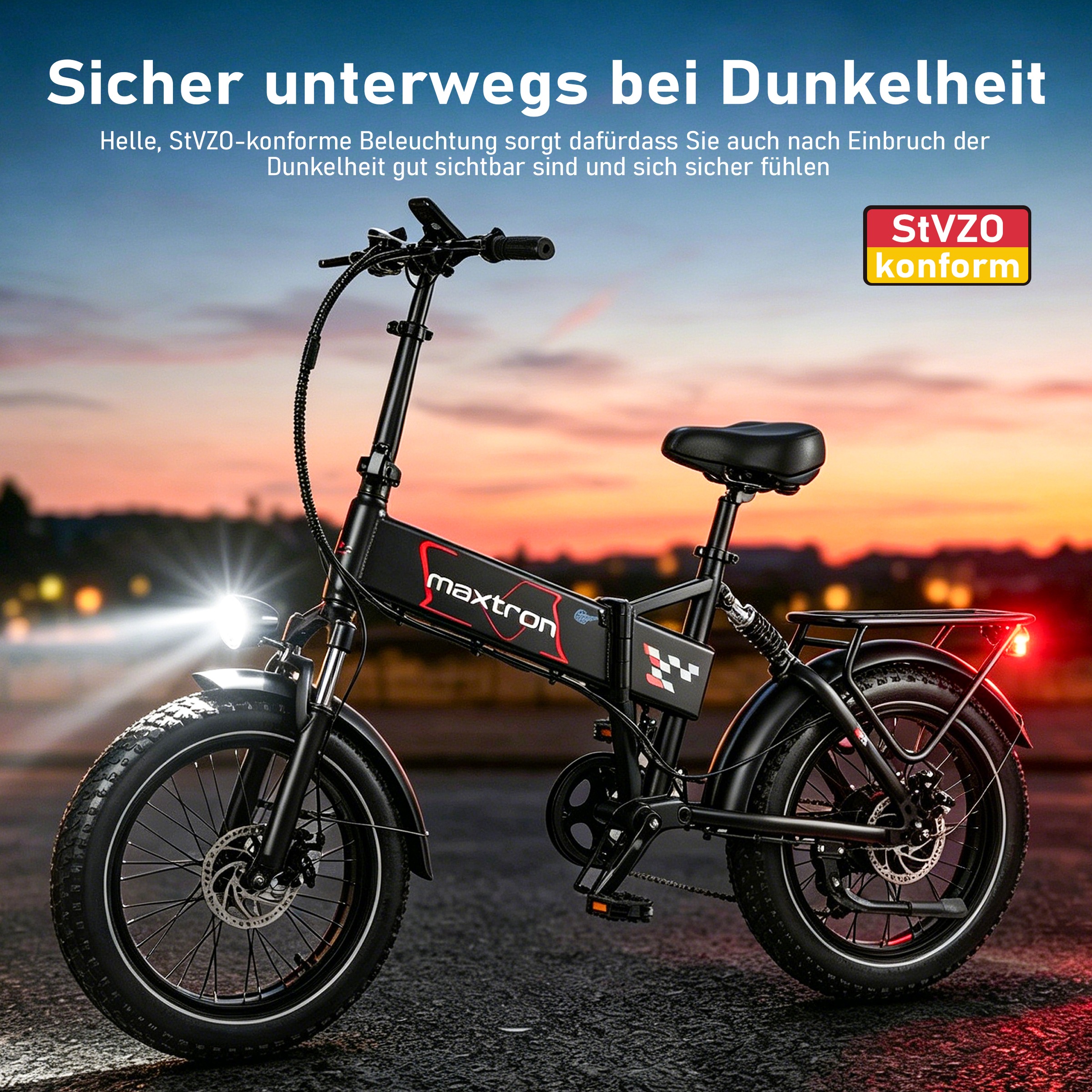 Maxtron »Maxtron Polaris 20-Zoll Elektro-Fatbike« 7 Gang Shimano Kettenschaltung Heckmotor 250 W Packung,  mit 60 Nm Power – perfekt für City-Pendler