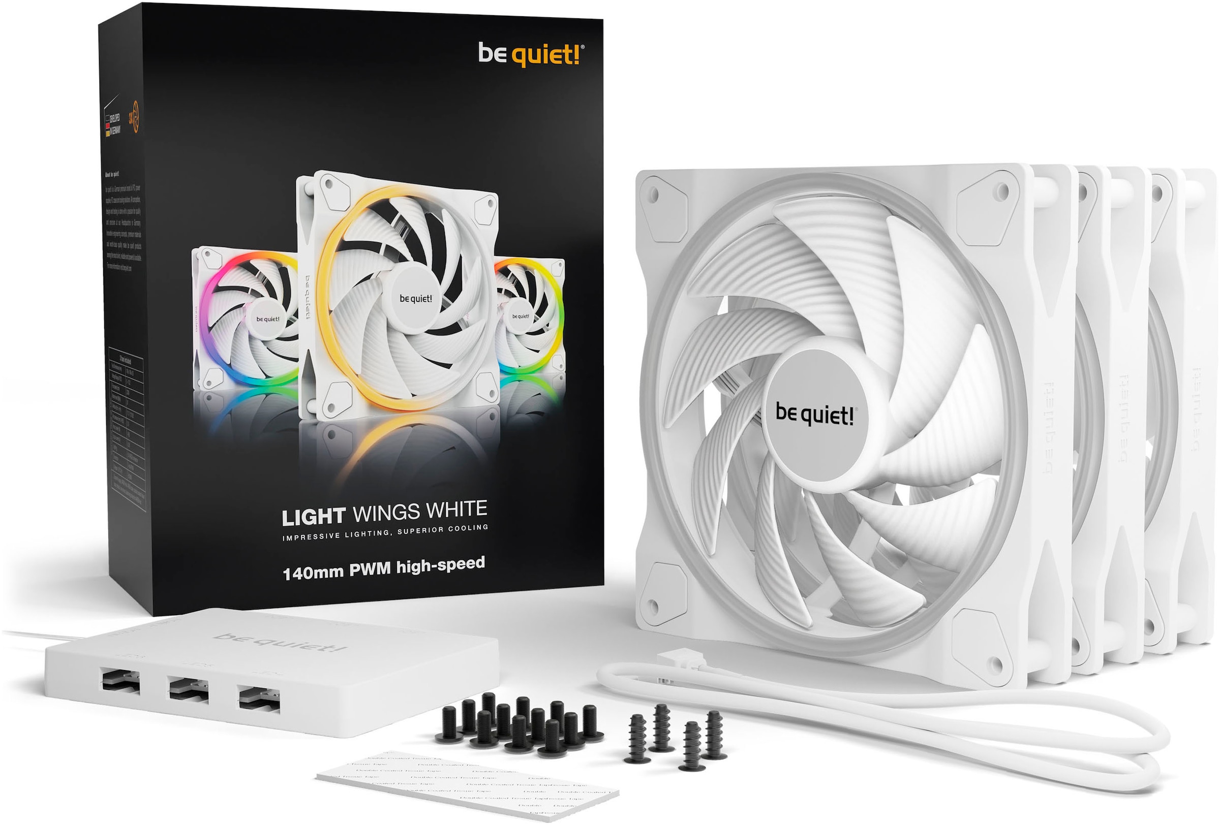 be quiet! Gehäuselüfter »Light Wings White  140mm PWM high-speed Triple-Pack«