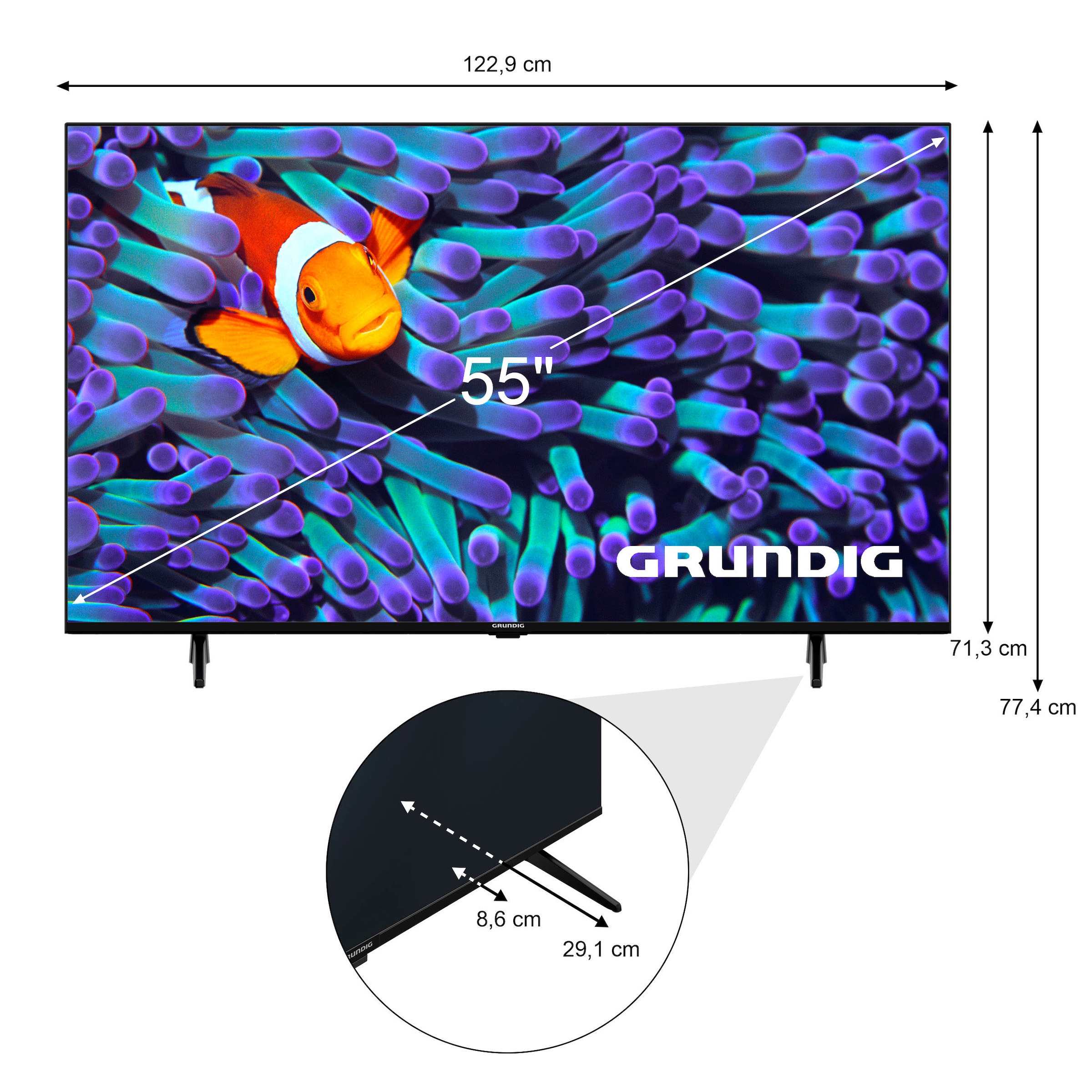 Grundig LED-Fernseher, 139 cm/55 Zoll, 4K Ultra HD, Android TV