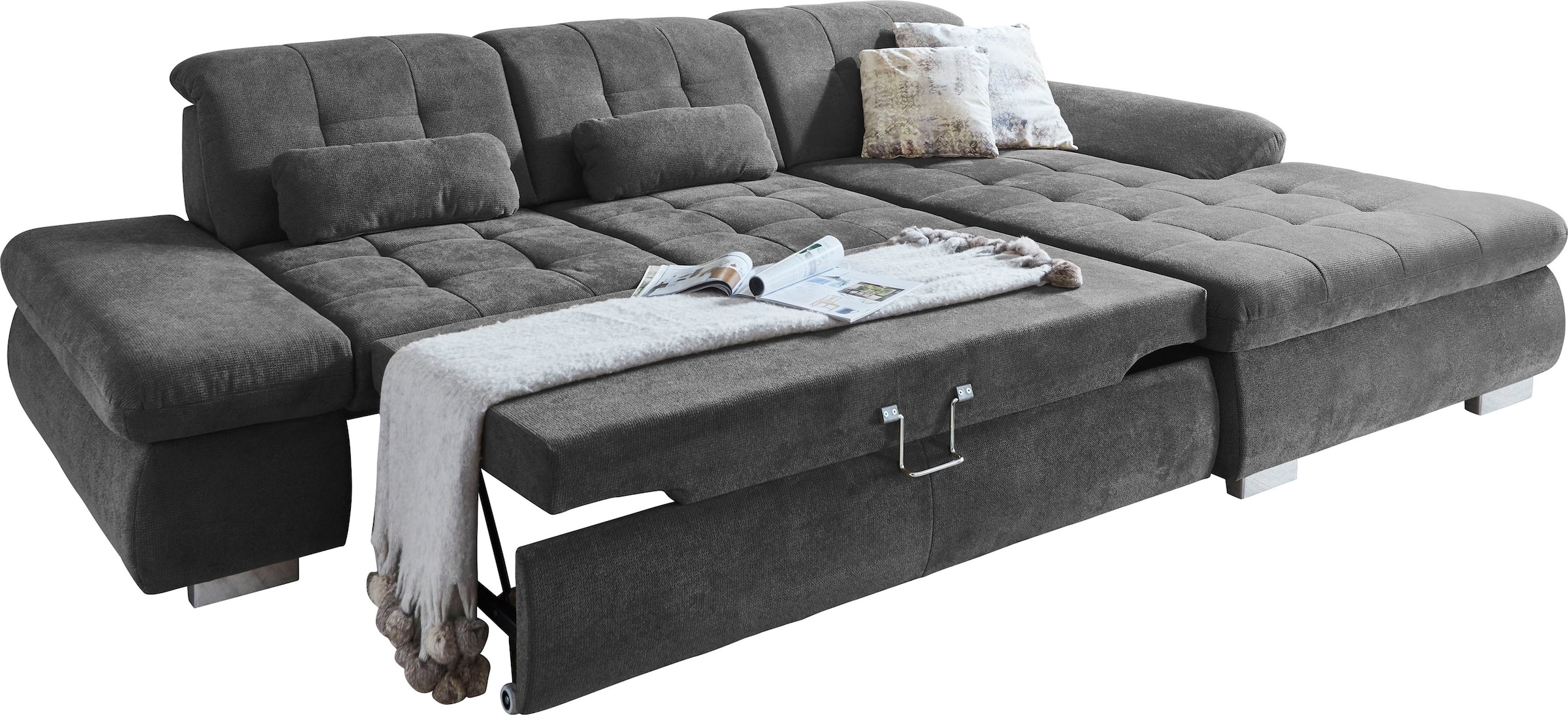 Die PlanBar Ecksofa »MP-IN17004 L-Form«, wahlweise mit Bettfunktion, Sitztiefen- und Kopfteilverstellung