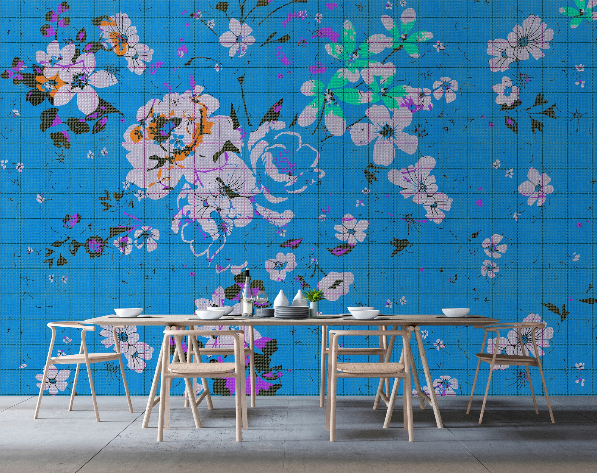 living walls Fototapete »Walls by Patel Flower Plaid 3« glatt Vlies, Wand, günstig online kaufen