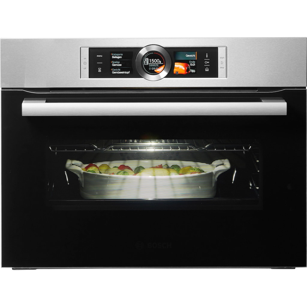 BOSCH Dampfbackofen »CSG636BS3«, 8, mit Teleskopauszug nachrüstbar, ecoClean Direct, mit softClose