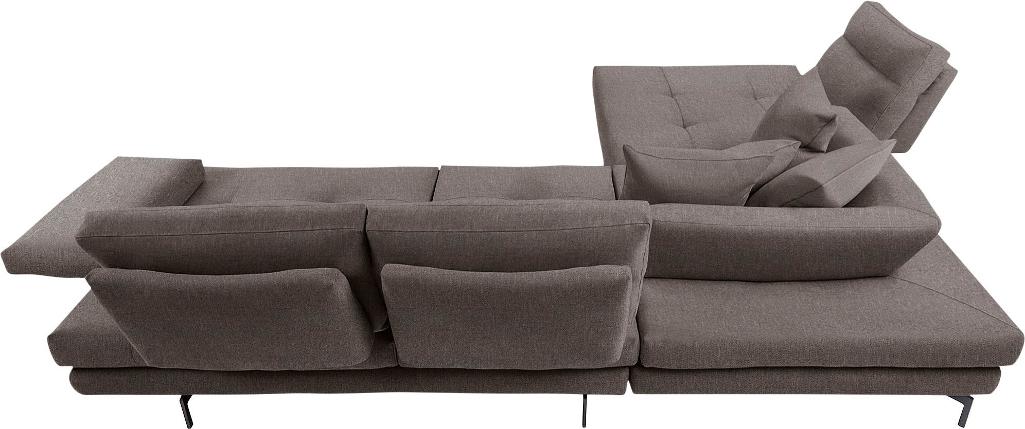 CALIA ITALIA Ecksofa »Toby Wing, Komfortsofa mit Sitzkomfort der Extraklasse, L-Form«, Sitztiefenverstellung, wahlw. mit Kissen-Set,Füße schwarz matt