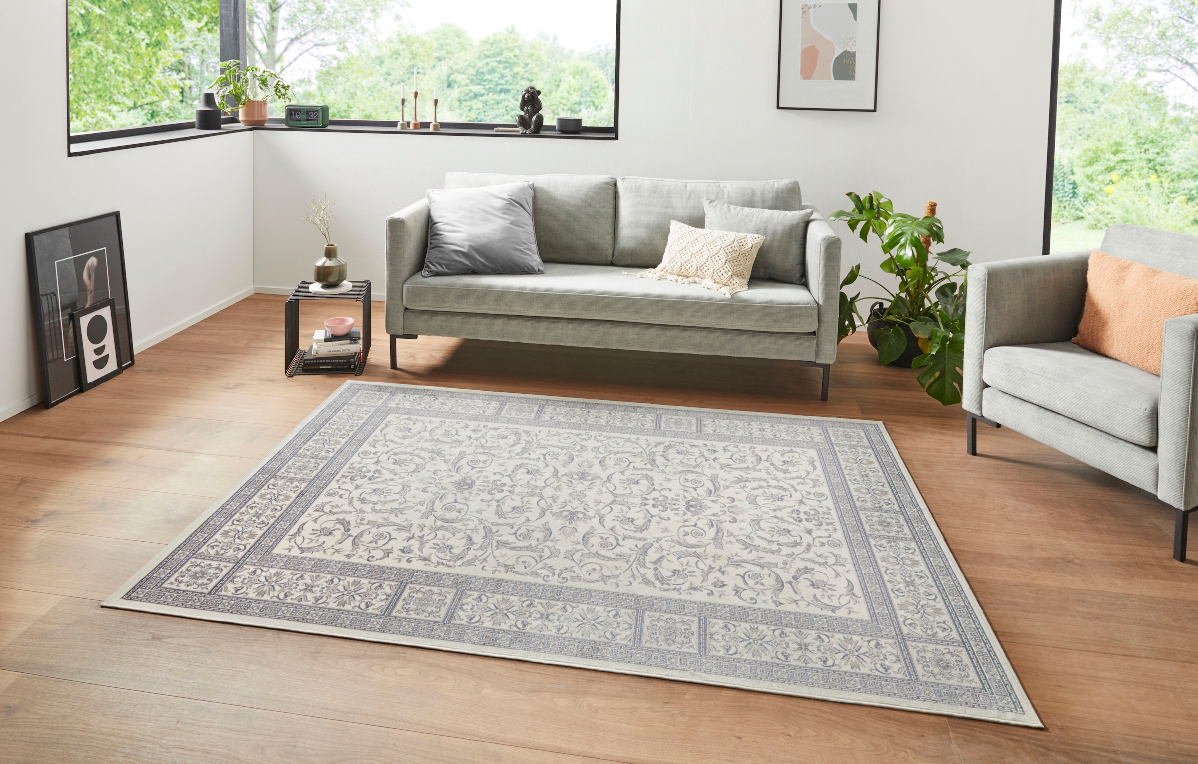 Home affaire Teppich »Bevin«, rechteckig, 6 mm Höhe, Samt, Orientalisches Design, Robust, Pflegeleicht, Gekettelt