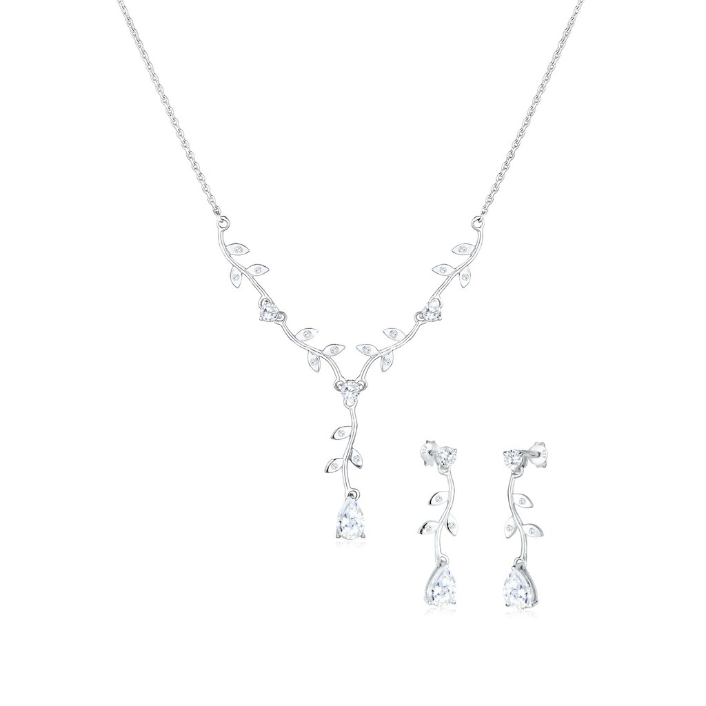 Elli Schmuckset »Blumenranke Zirkonia 925 Sterling Silber«