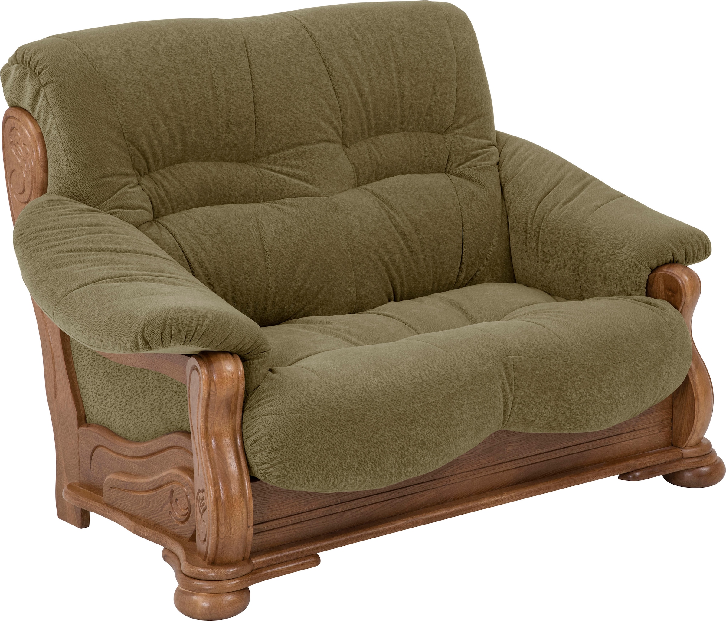 Max Winzer® Polstergarnitur »Texas Set besehend aus 2er- und 3er-Sofa, bequeme legere Polsterung«, mit dekorativem Eichenholzgestell, Retro Klassiker