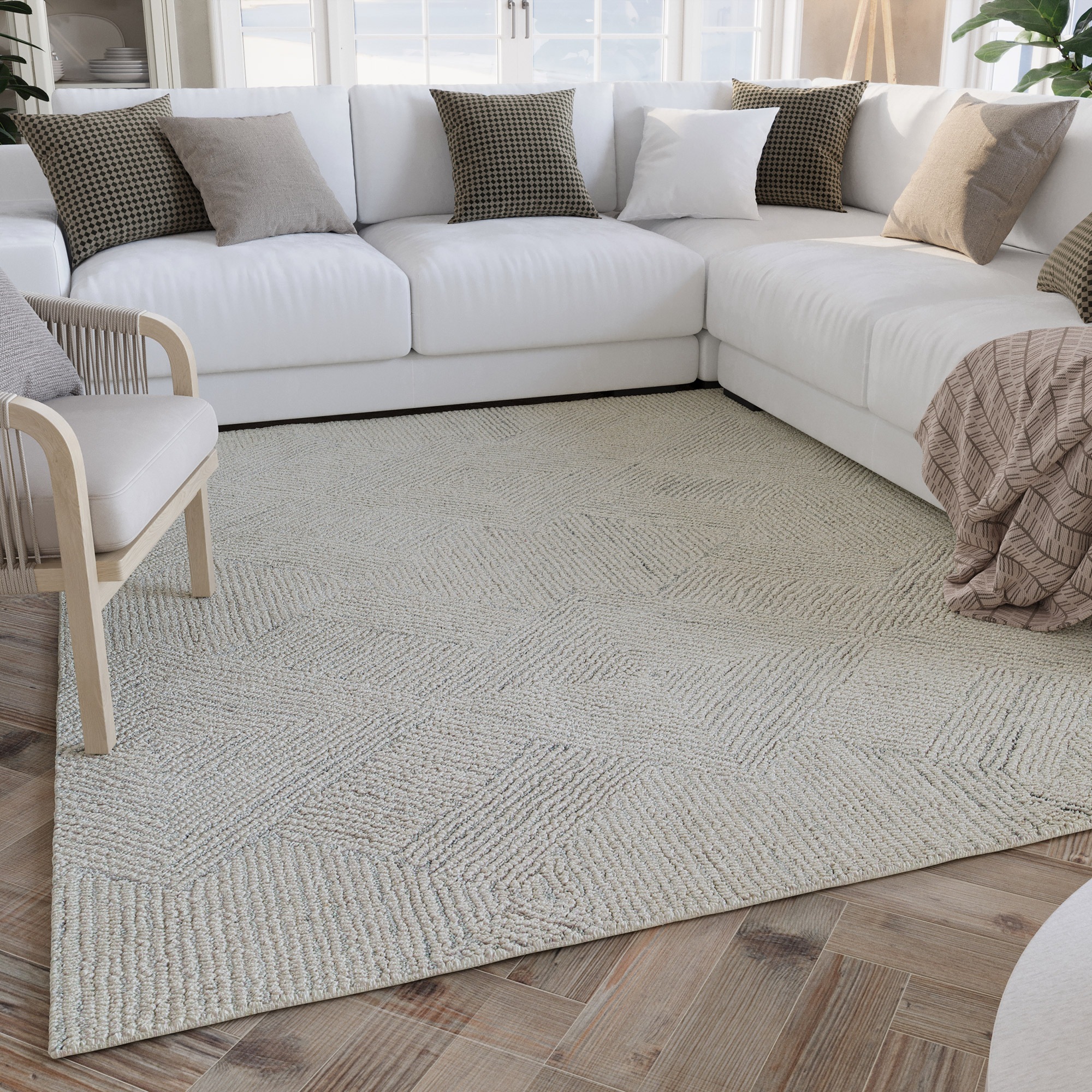 Wecon home Teppich »Hamptons THIRTYTHREE«, rechteckig, 15 mm Höhe, Läufer, Fasermix, Kurzflor, Wohnzimmer, elegant, robust, geometrisch