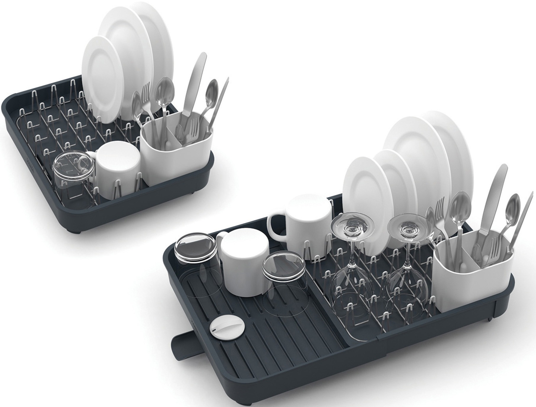 Joseph Joseph Geschirrständer ausziehbar, herausnehmbare Besteckschale, rutschfeste Füße, Kunststoff