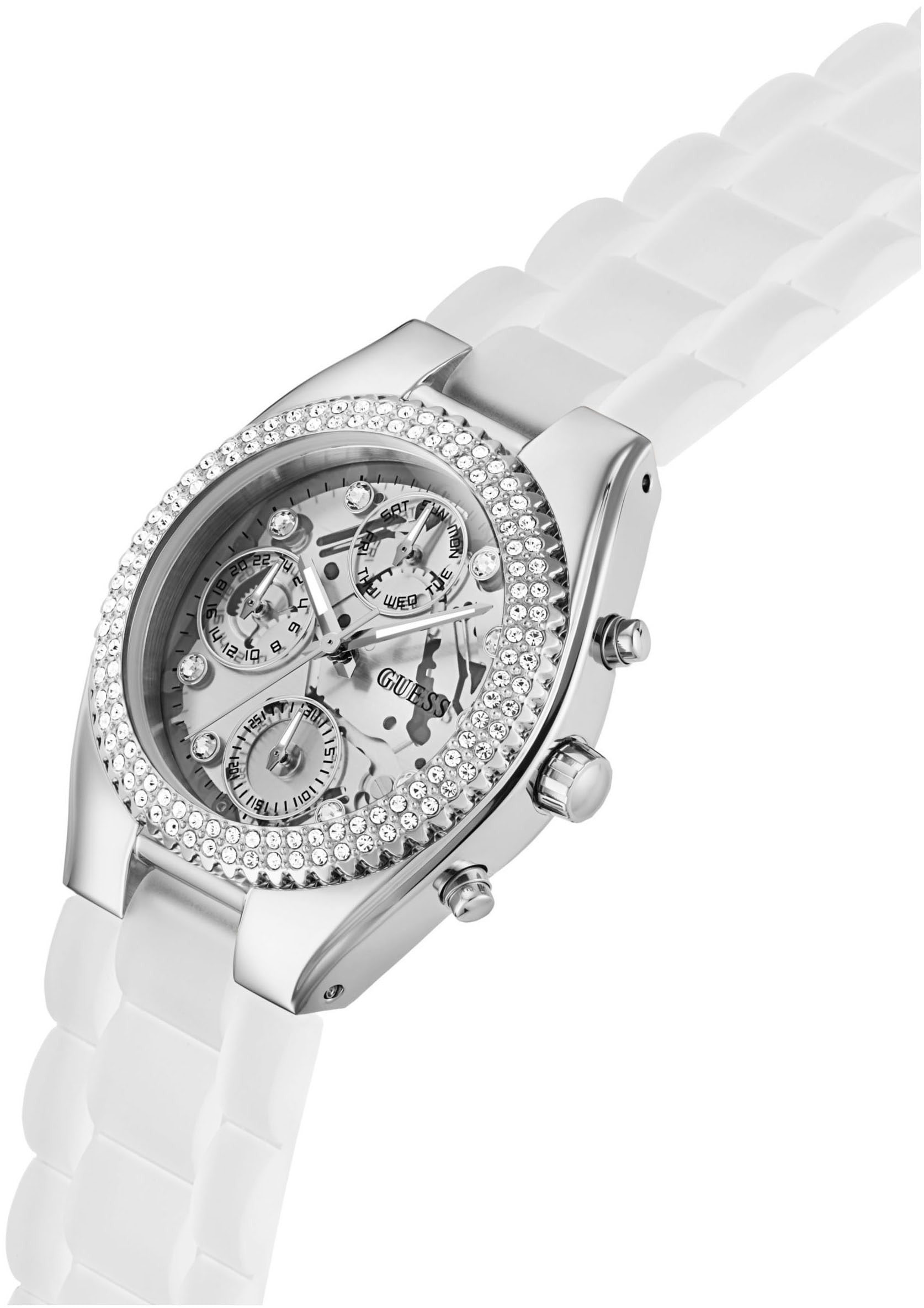 Guess Multifunktionsuhr »JELLY«, Quarzuhr, Armbanduhr, Damenuhr, Datum, 12/24-Std.-Anzeige