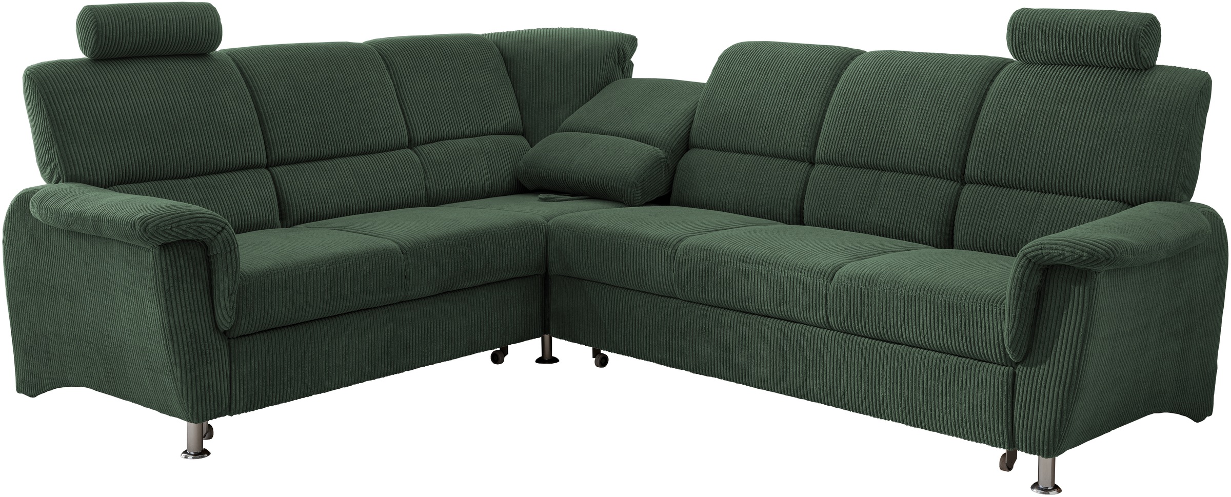 Home affaire Ecksofa »Pisa L-Form, mit Schlaffunktion, Stauraum, 2x höhenverstellbare«, Kopfstützen und Relaxfunktion im Eckelement