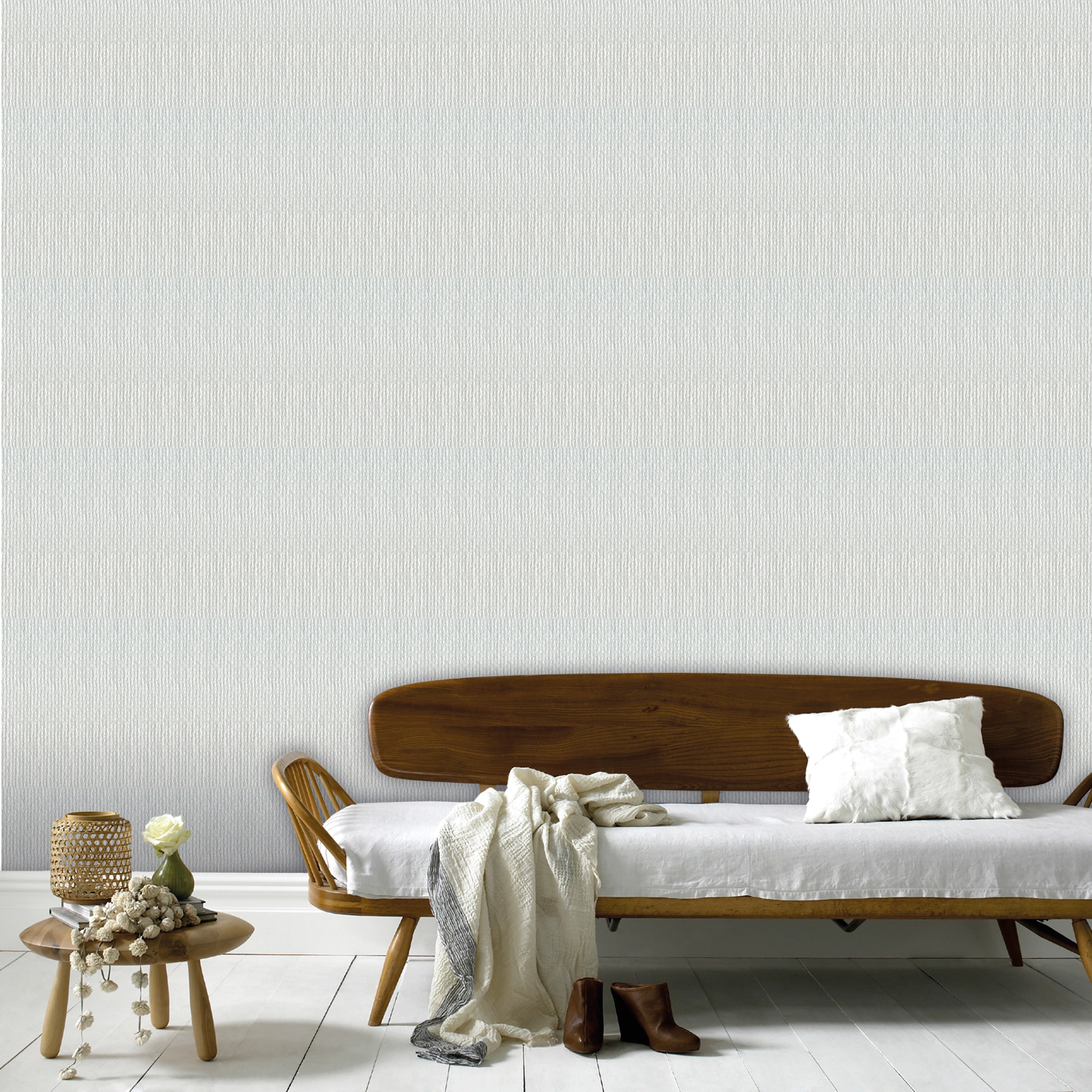 WOW Vliestapete »Linien Uni« Leinenoptik geprägt Weiß - 10m x 52cm