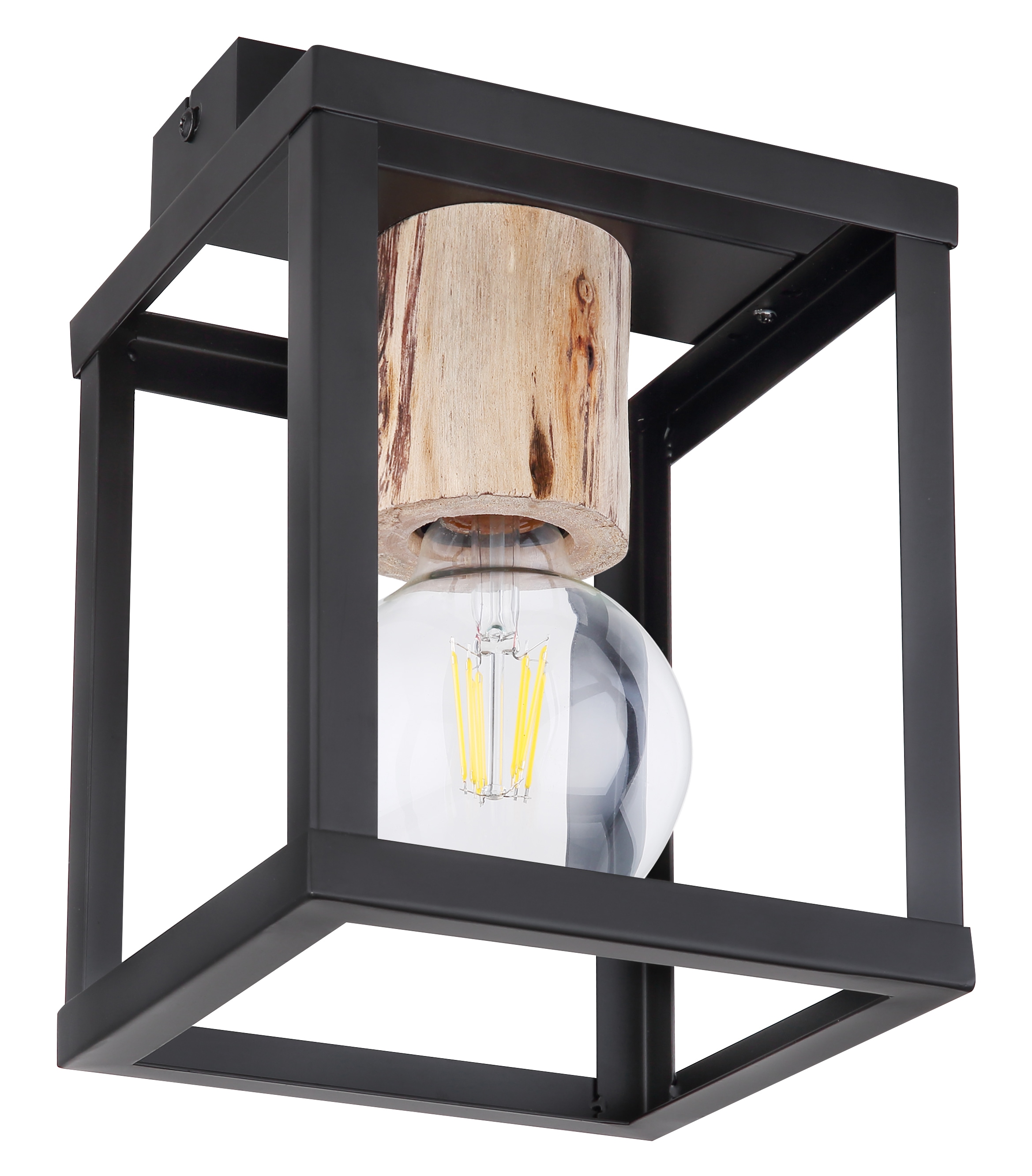 GLOBO LIGHTING Deckenleuchte »HAGAR«, Leuchtmittel E27 | ohne Leuchtmittel, Deckenlampe/Holz/Wohnbereich/Büro/Flur/modern/schwarz