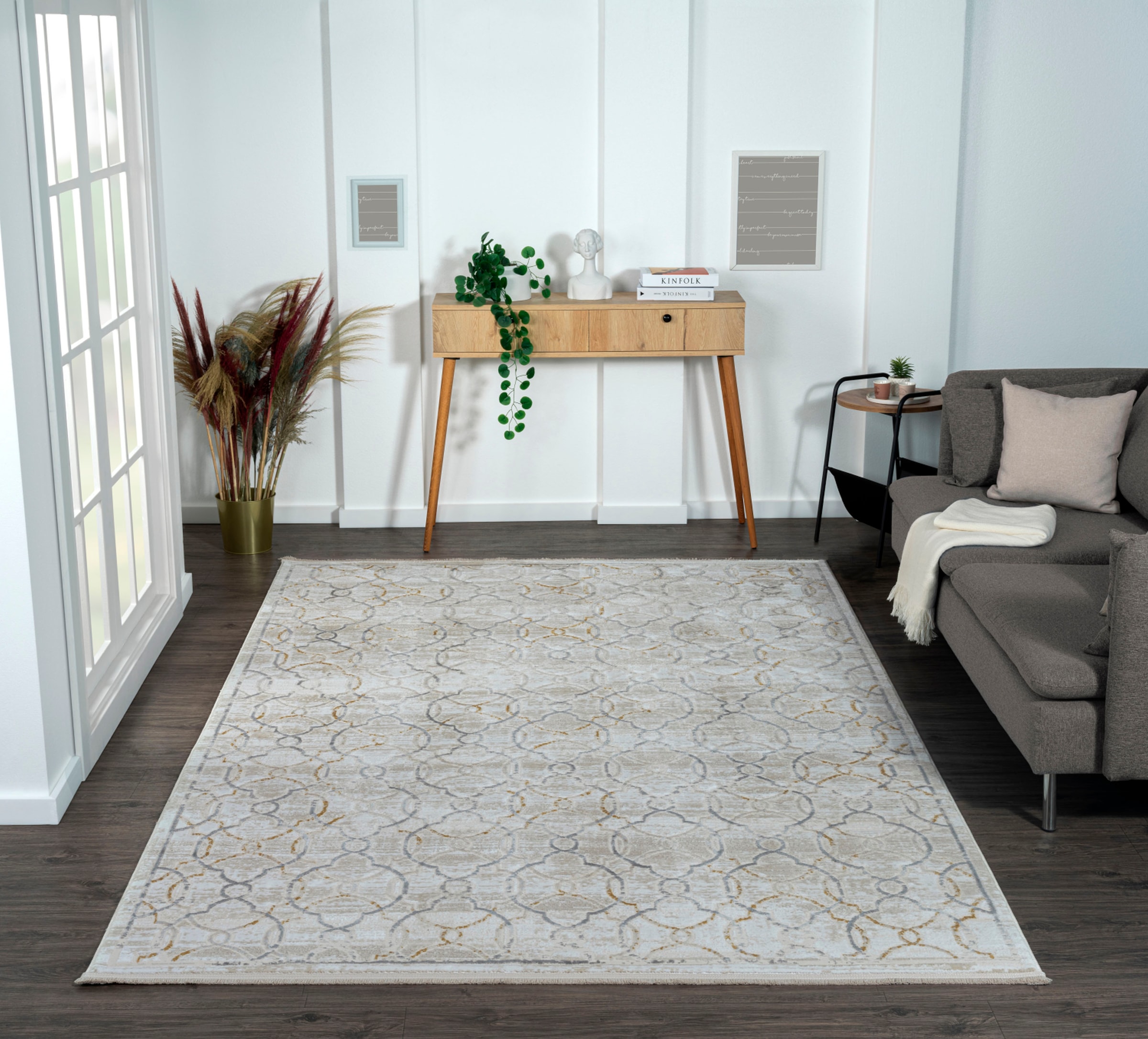 Myflair Möbel & Accessoires Teppich »My Floor Lagerräumung«, rechteckig, 10 mm Höhe, Kurzflor, Retro-Style, mit Fransen, besonders weich durch Microfaser