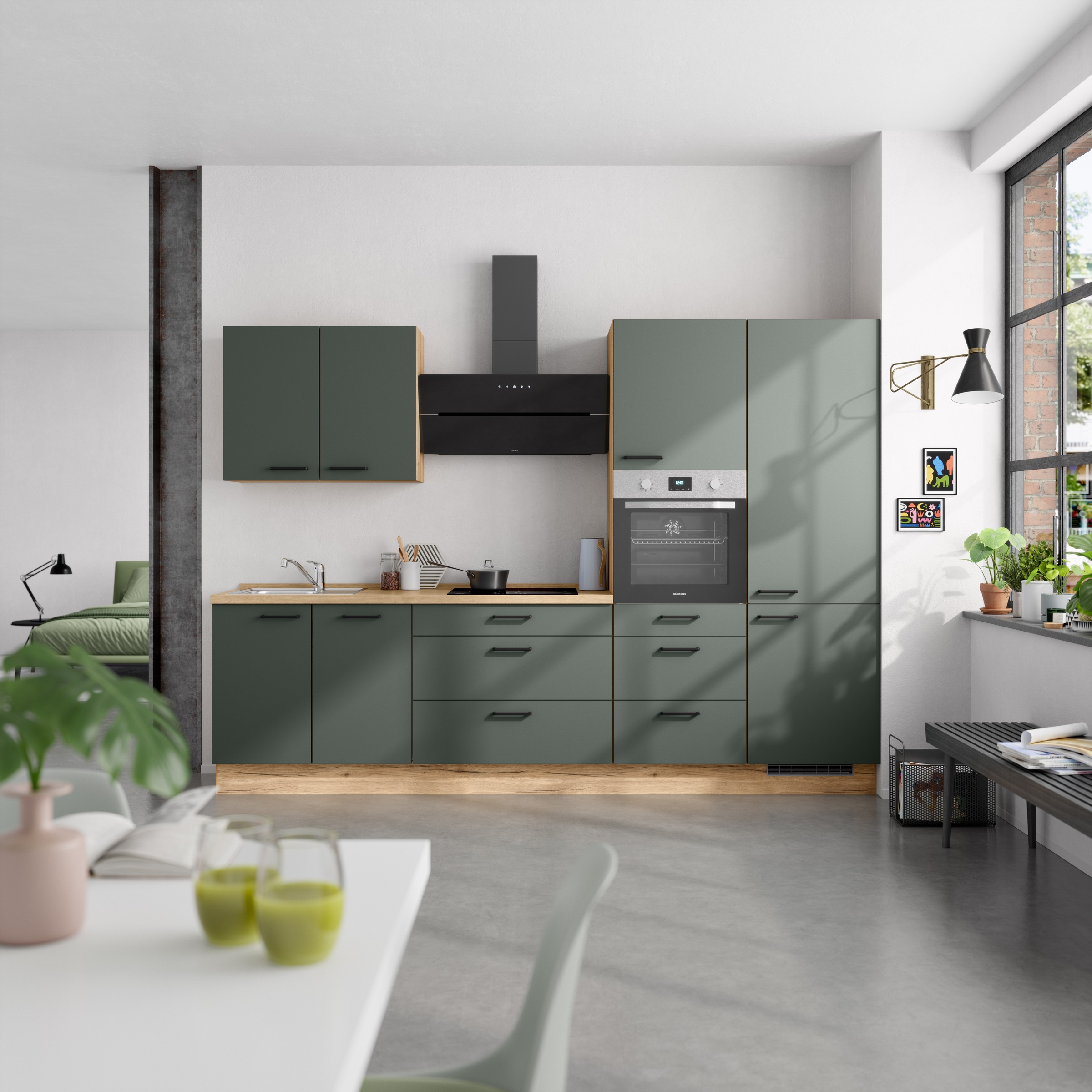 nobilia® Küchenzeile »"Easytouch II", NEU: individuell anpassbar mit gratis Profi-Beratung« vormontiert, Breite 300 cm, Ausrichtung wählbar, wahlw. mit E-Geräten