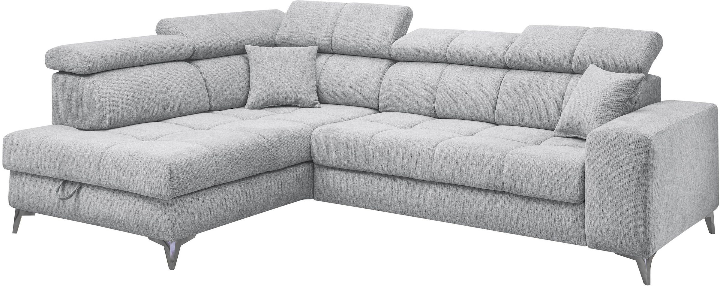 ED EXCITING DESIGN Ecksofa »Sydney L-Form« mit Bettfunktion, Bettkasten, Kopfteilverstellung & 2 Zierkissen