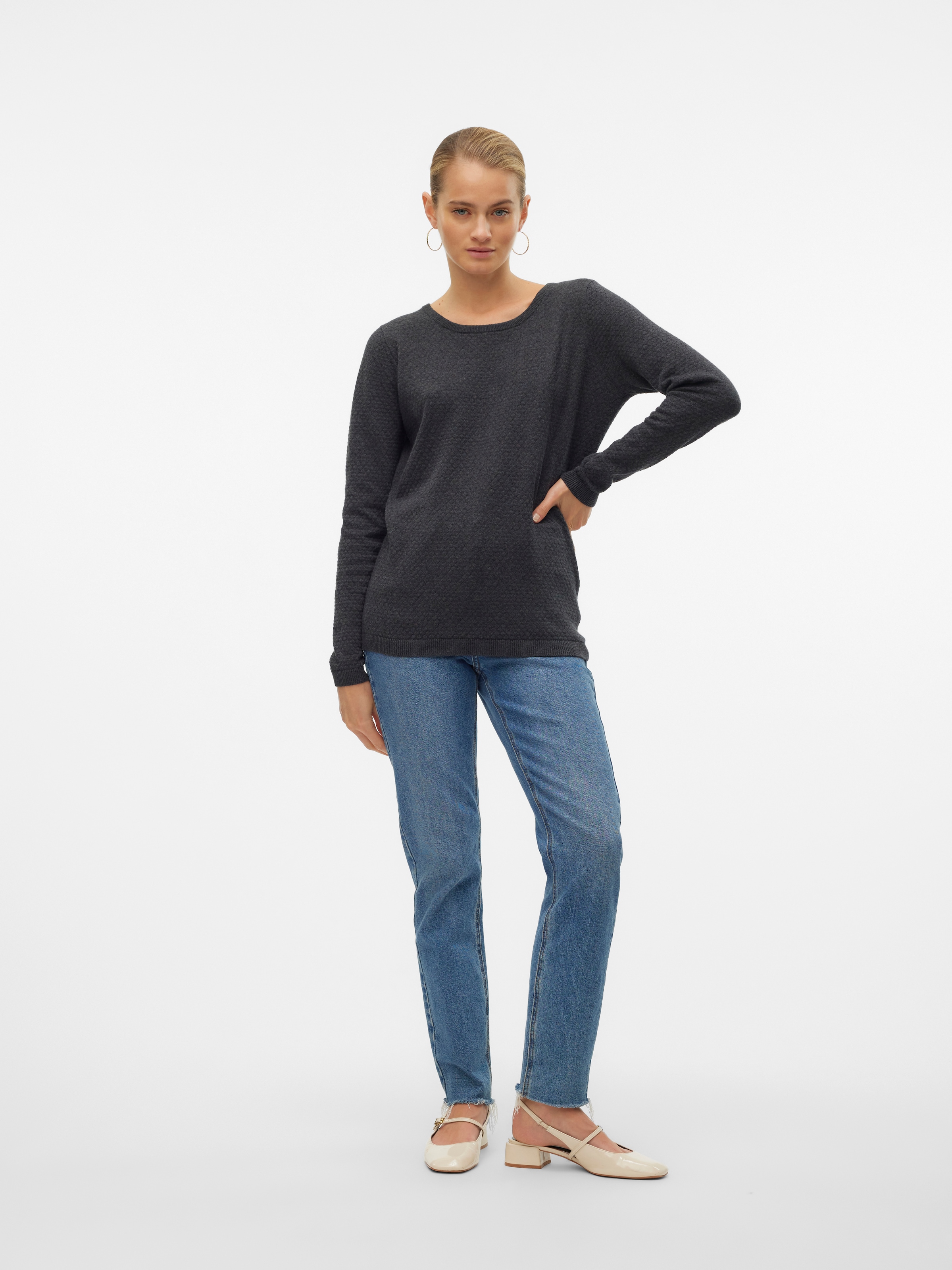 Vero Moda Rundhalspullover »VMCARE STRUCTURE LS O-NECK BLOUSE« aus Baumwolle